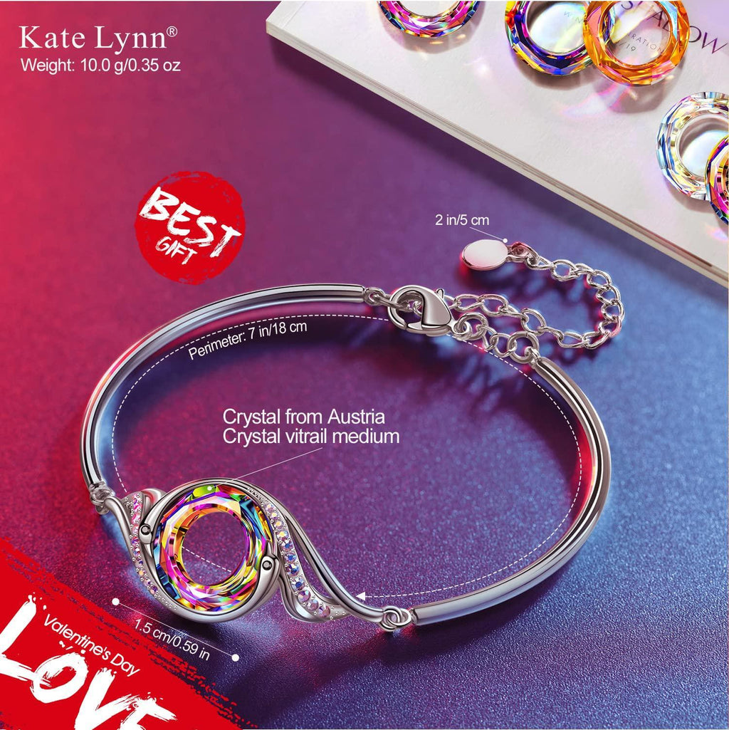 Kate Lynn "Rise From the Ashes" Phoenix Bracelet Made with Crystals from Austria, Adjustable Bangle Bracelet for Women 7"+2", Packaged with Jewelry Box, Birthday Gift for Women, Symbol of Luck and Renewal - Unique Gift Market