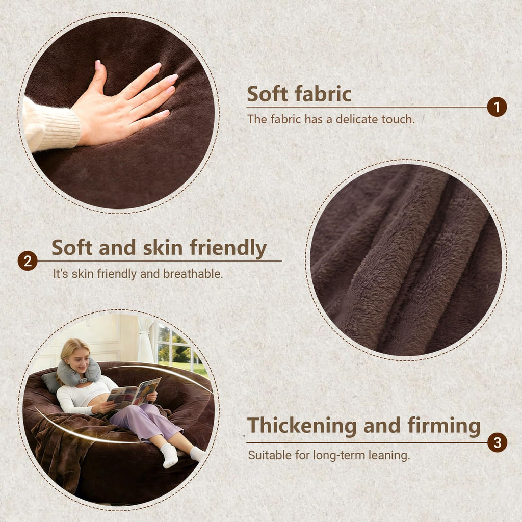 Big Beanbag Chairs for Adults ，6FT Bean Bag Chair with Filler Memory Foam Chair Super Soft Plush, Living Room Furniture, Suitable for bedrooms, Comfy Lounge Reading Chairs Birthday Gifts for Women Mom