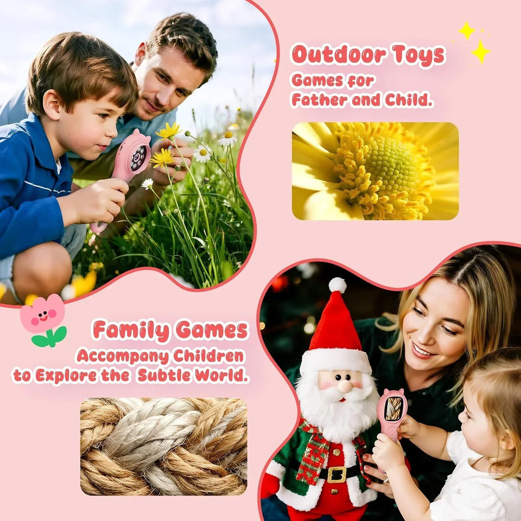 Portable Handheld Mini Digital Microscope for Kids - Educational Science Toys, Christmas & Birthday Gifts for Age 5 6 7 8 9 10 11 12 Girls & Boys (Pink) - Unique Gift Market