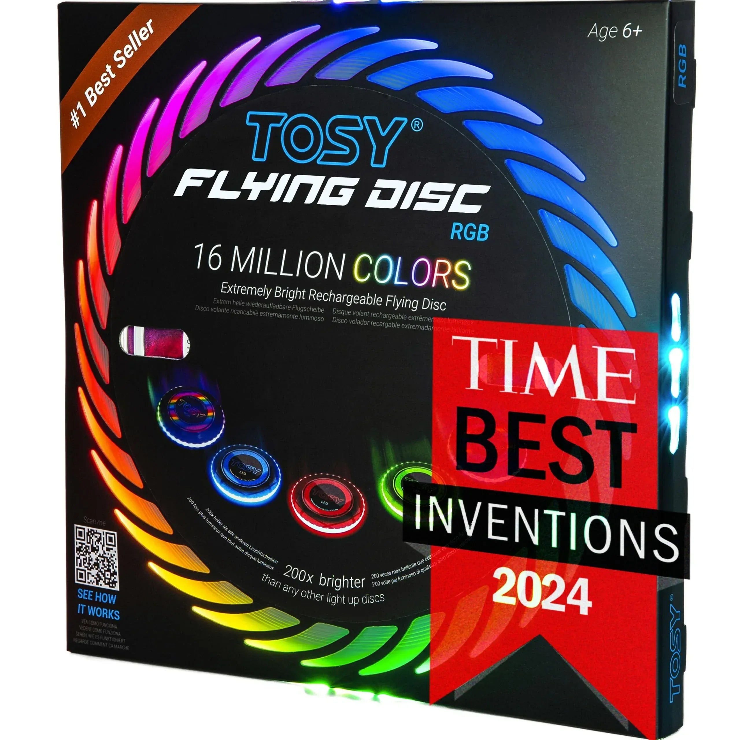 TOSY Flying Disc - 108 RGB Multicolor or 36 Monocolor LEDs, Super Bright, Smart Modes, Cool Valentine Easter Gift, Camping Toy for Kid/Teen/Adult, Auto Light Up, Rechargeable, Waterproof, 175g - Unique Gift Market
