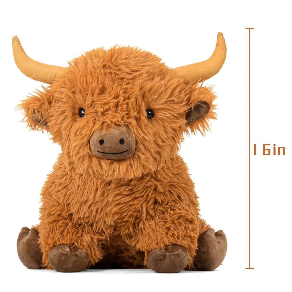 Wepop 5lbs Highland Cow Weighted Stuffed Animals, 22in Giant Highland Cow Gift Plush Toy,Adorable Stuffed Animal for Kids and Adults Highland Cattle Plushie Pillow Decor - Unique Gift Market