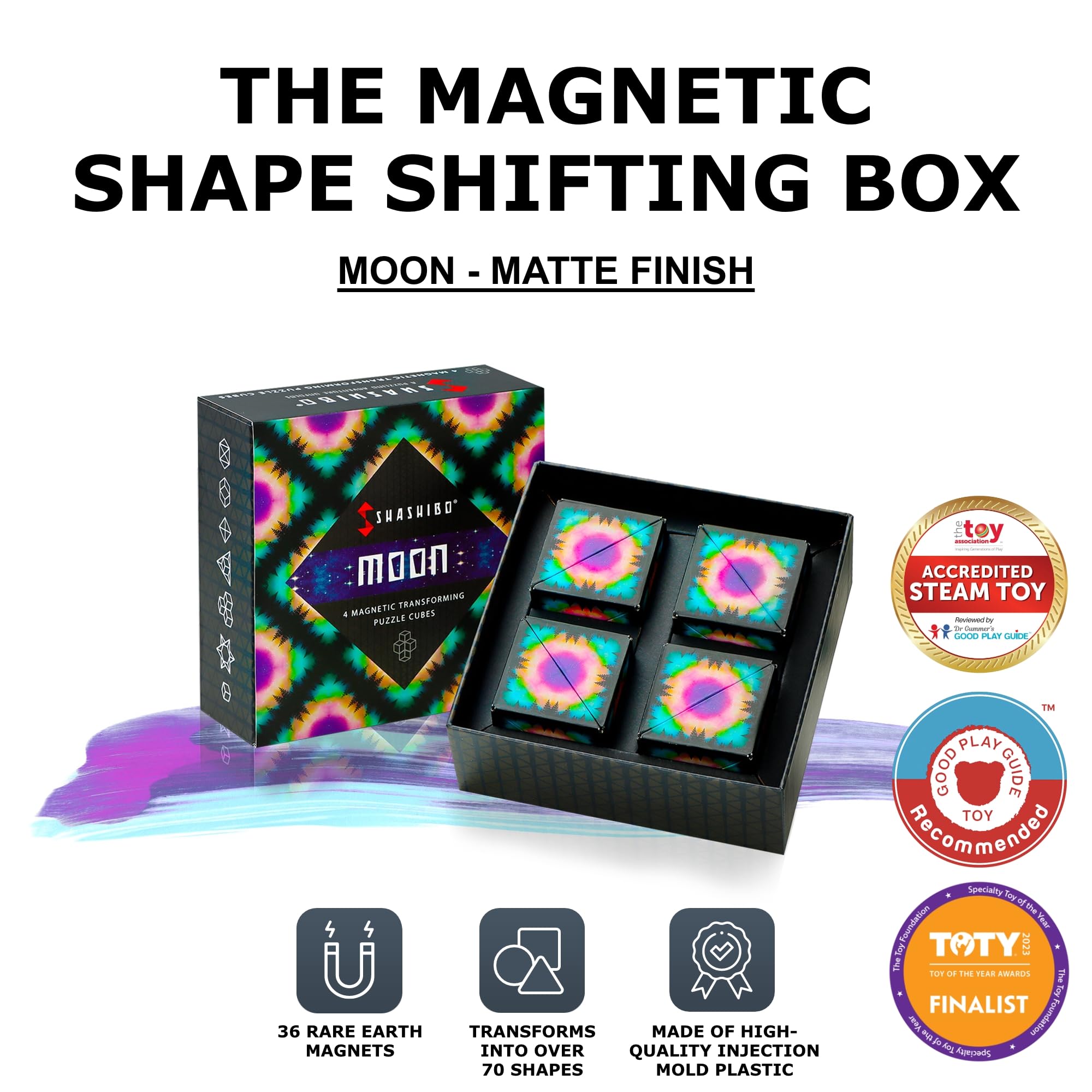 Shashibo Shape Shifting Box - Award-Winning STEM Fidget Toy with Ultra Strong Magnets - Puzzle Cube Transforms Into 100+ Shapes, Perfect Sensory Gift for Kids, Teens, and Adults (Wings)