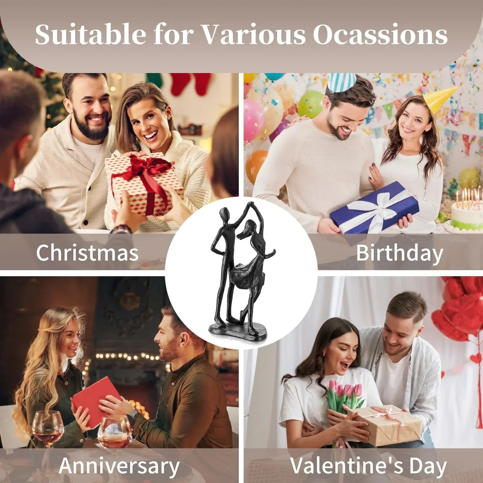 Sziqiqi Anniversary Wedding Gifts for Couple: 6th Anniversary Iron Gifts for Him Her Women Couples - 6 Year Wedding Gift for Christmas Valentines Birthday - Couple Dancing Figurines - Unique Gift Market