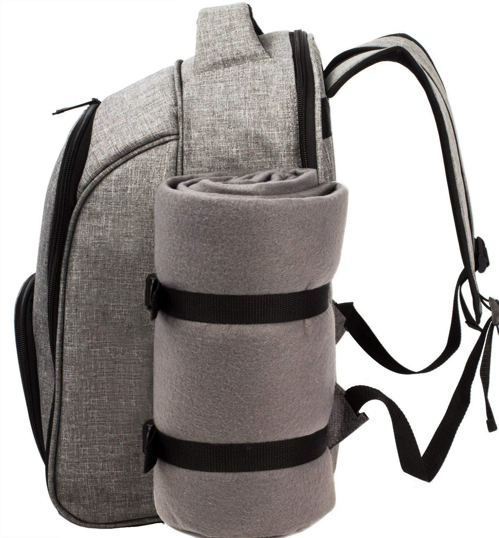 Hap Tim Picnic Basket Backpack for 2 Person with 2 Insulated Cooler Compartment, Wine Holder, Fleece Blanket, Cutlery Set, Wedding Gifts for Couples, Bridal Shower Gifts, Engagement Gifts - Unique Gift Market