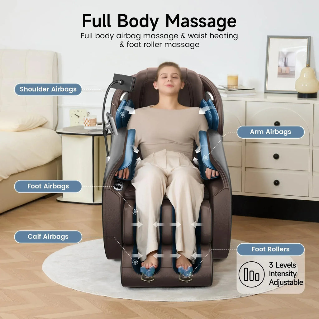 Real Relax 2026 Massage Chair Full Body,Zero Gravity SL-Track Shiatsu Massage Recliner with Upgraded Phone Controller and Holder,APP Control,Child Lock,Pause Button and Led Light,Favor-06,Black - Unique Gift Market