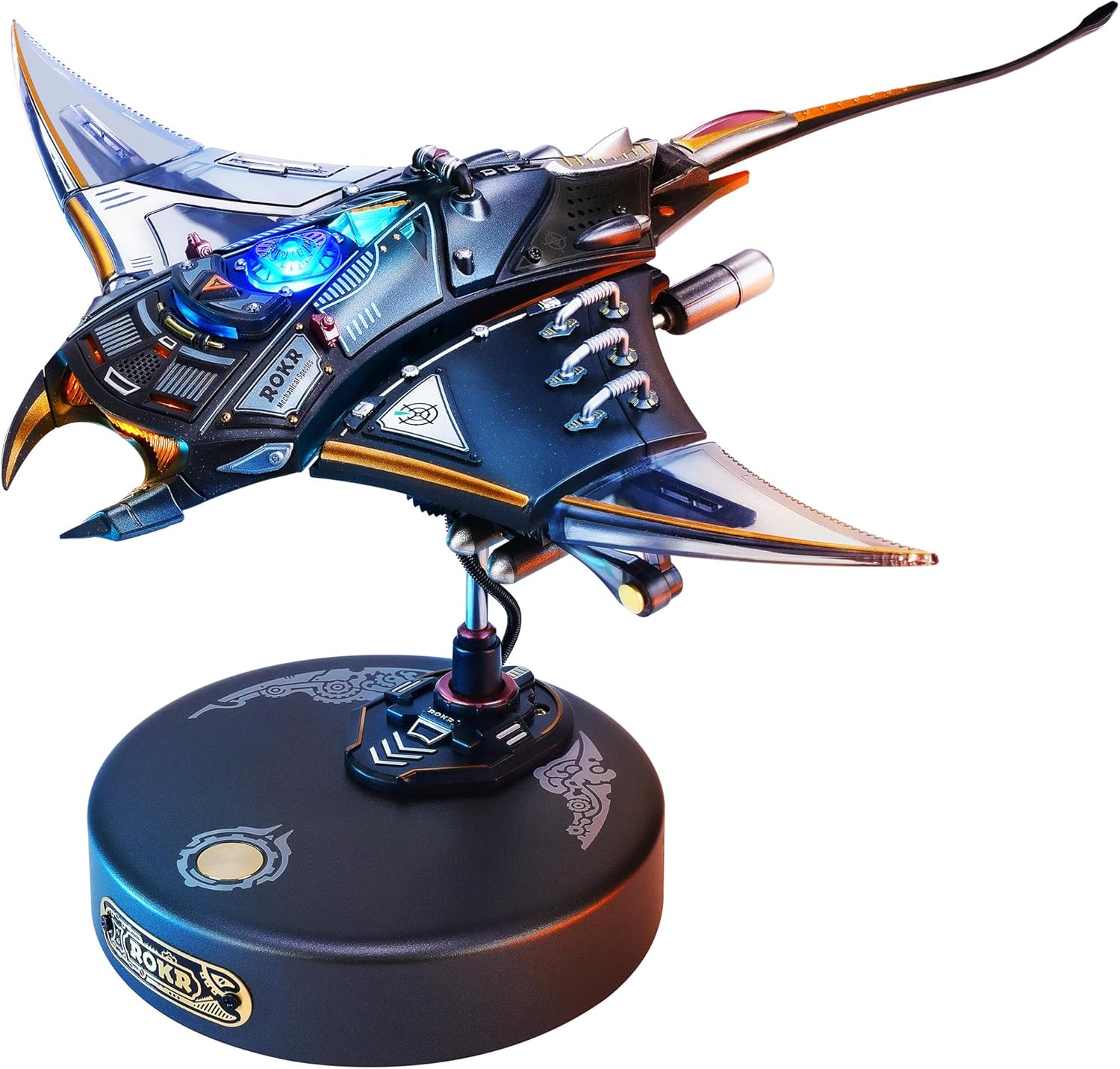 ROKR 3D Metal Puzzles for Adults, Manta Ray Mechanical, 3D Metal Model Kits for Adults to Build, Unique Electric Mechanical Toy