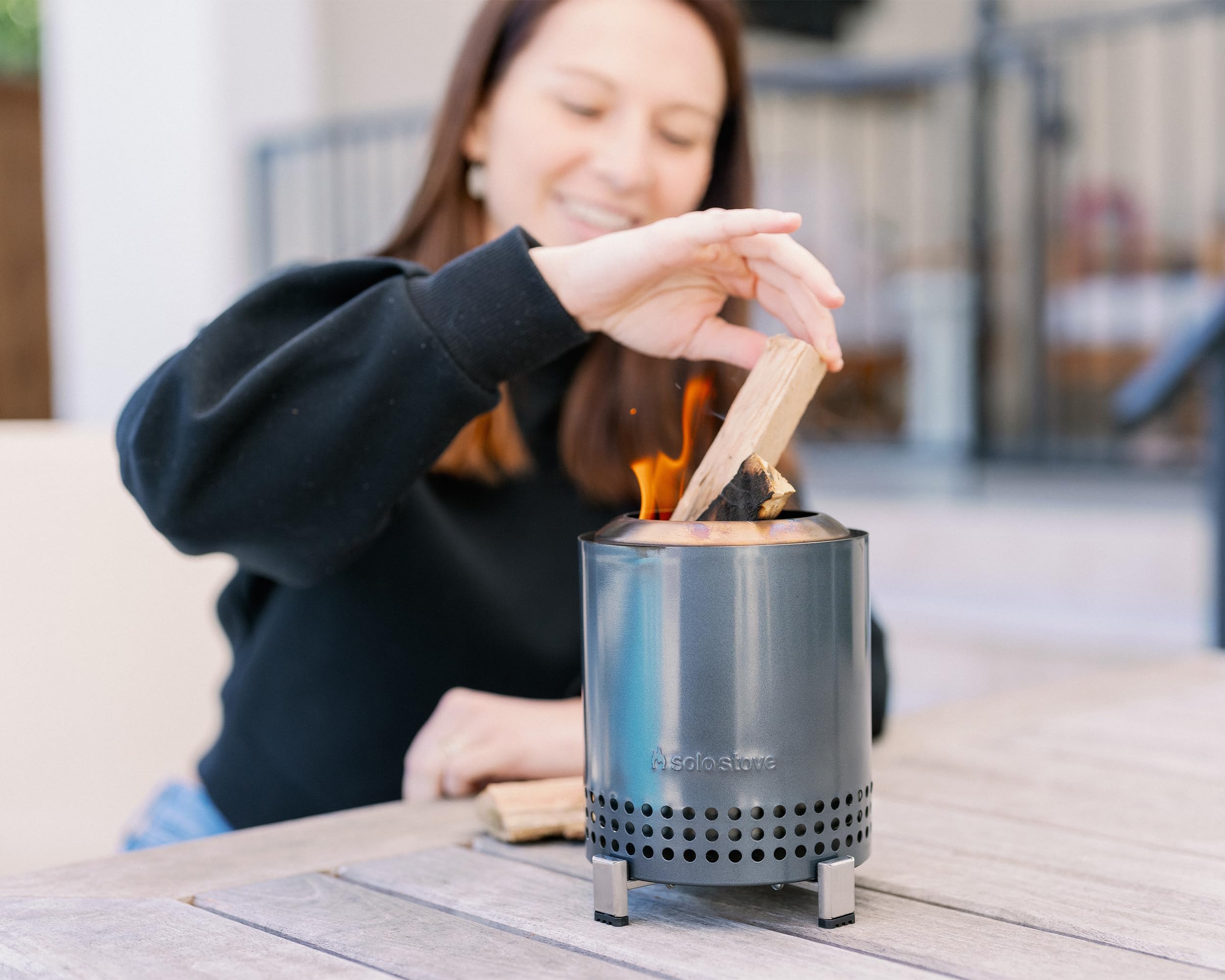 Solo Stove Mesa XL, 7 Inch Tabletop Fire Pit with Stand - Smokeless, Stainless Steel Fire Pit for Camping, Outdoor & Patio- Wood Burning or Pellet Fueled Portable Bonfire, 2.3lbs, Ash