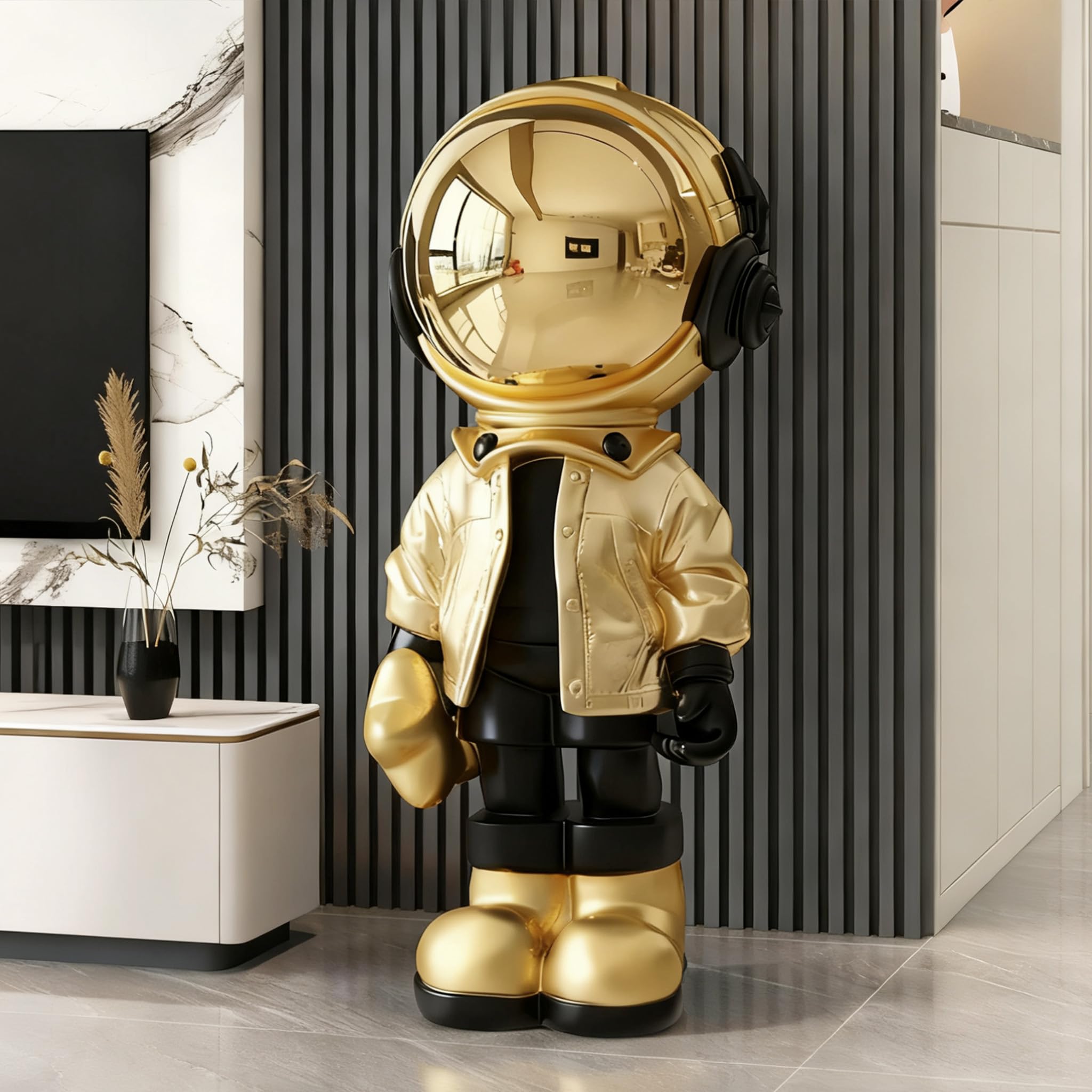Astronaut Statue, Spaceman Sculpture, Home Decor Sculpture, Cool Metal mask Decoration, Large Spaceman Figurine Decoration