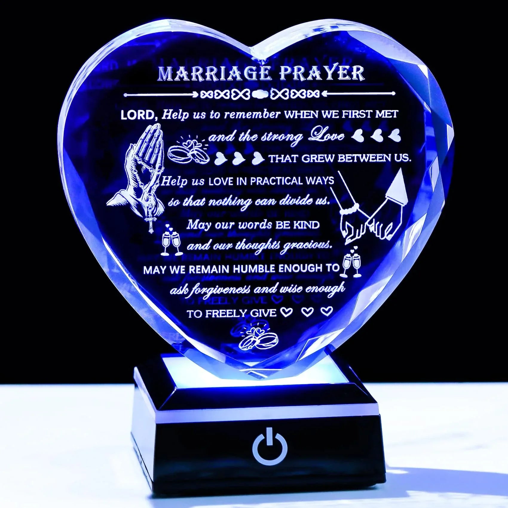 50th Wedding Anniversary Crystal Gifts for Couples Parents with Colorful LED Base Heart Romantic Happy 50th Anniversary Plaque Gift for Husband Wife 50 Years of Marriage Gifts for Her Him - Unique Gift Market