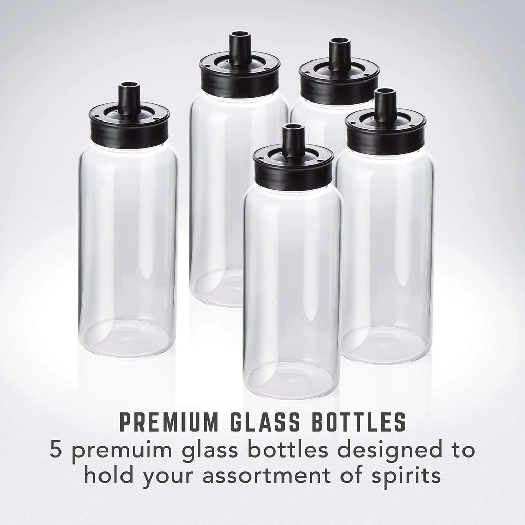 Bartesian Professional Cocktail Machine and Margarita Maker - High Capacity Bar Cocktail Mixer with 5 Premium Glass Bottles for Parties and Entertaining - Push-Button Technology and Easy Clean Design - Unique Gift Market