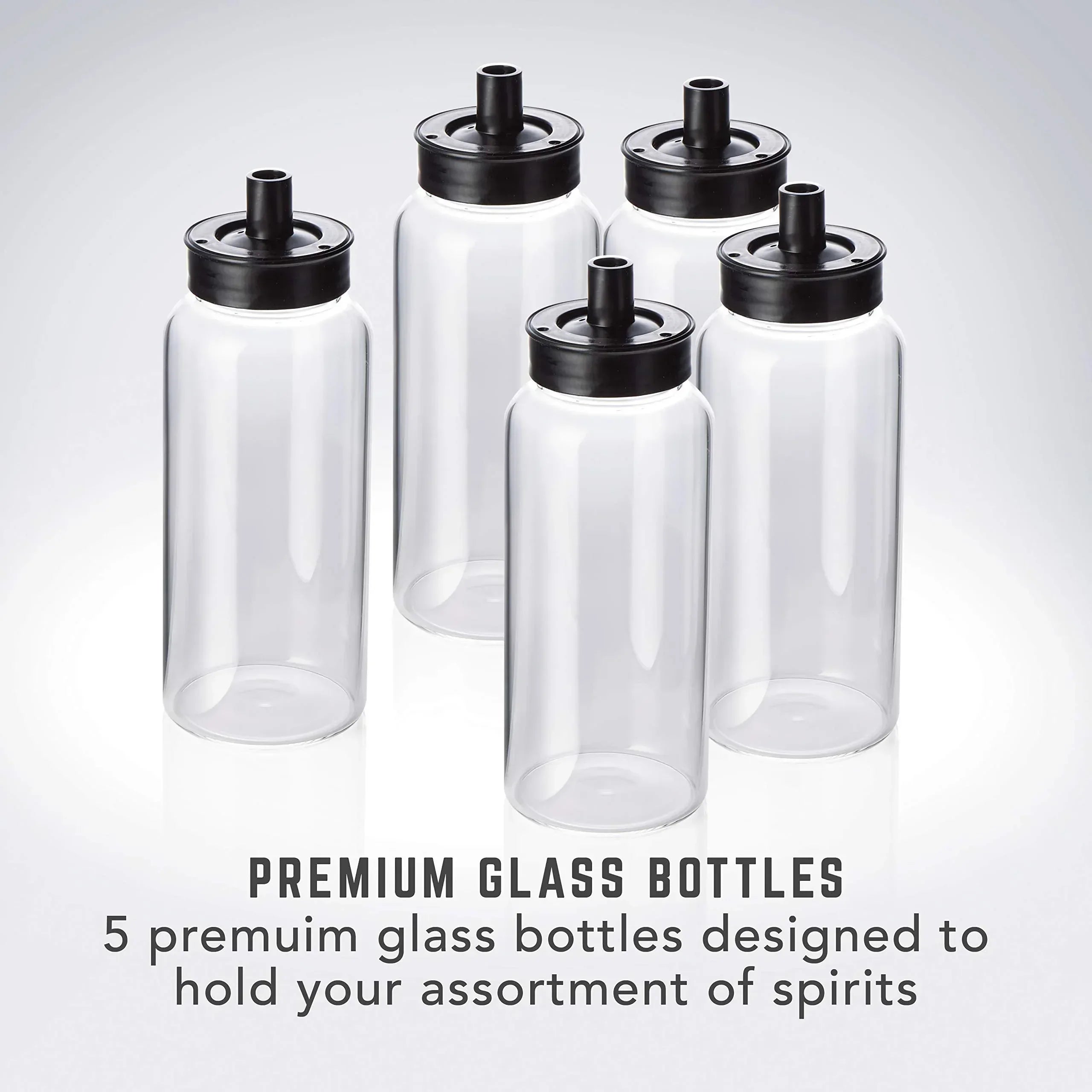 Bartesian Professional Cocktail Machine and Margarita Maker - High Capacity Bar Cocktail Mixer with 5 Premium Glass Bottles for Parties and Entertaining - Push-Button Technology and Easy Clean Design - Unique Gift Market