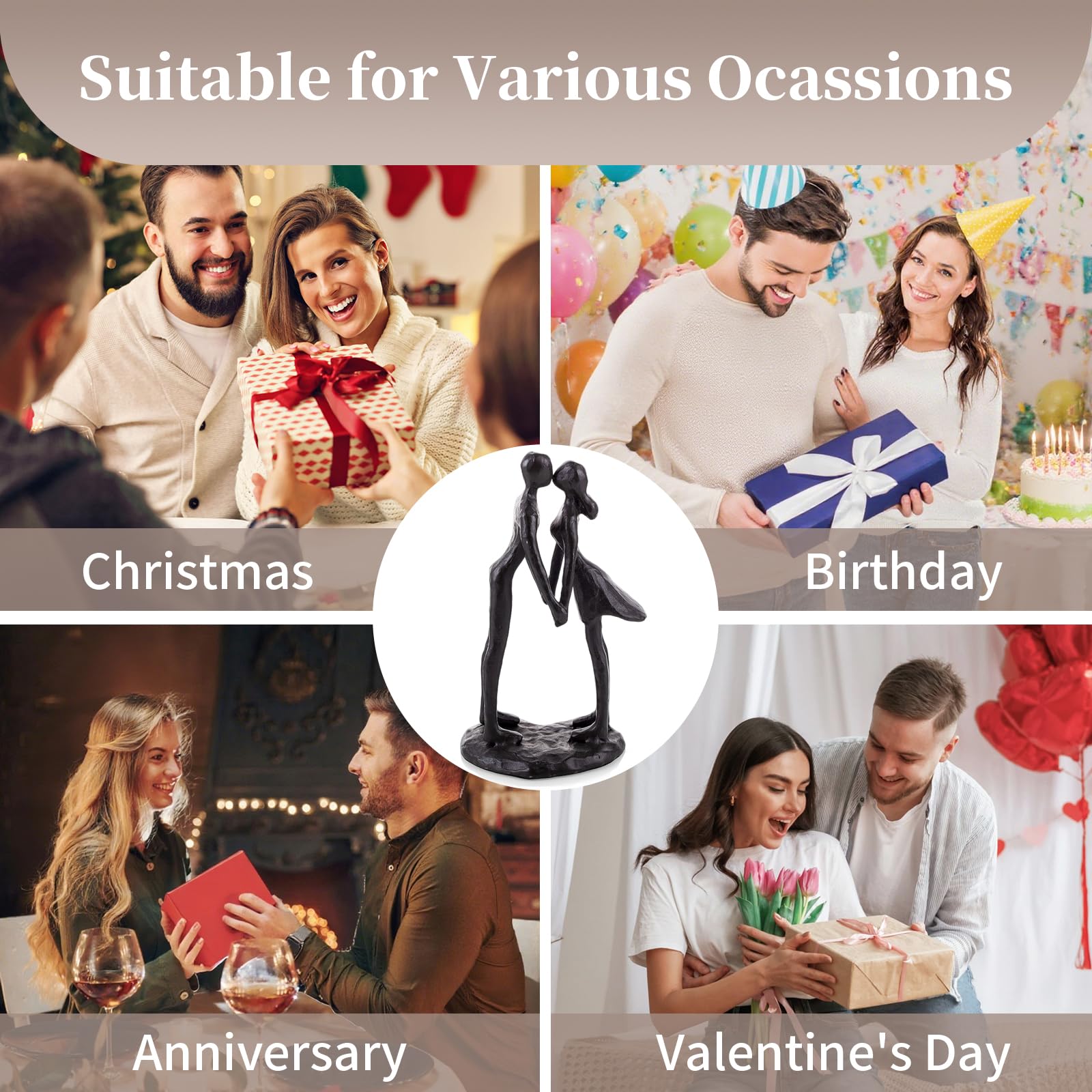 Sziqiqi Anniversary Wedding Gifts for Couple: 6th Anniversary Iron Gifts for Him Her Women Couples - 6 Year Wedding Gift for Christmas Valentines Birthday - Couple Dancing Figurines