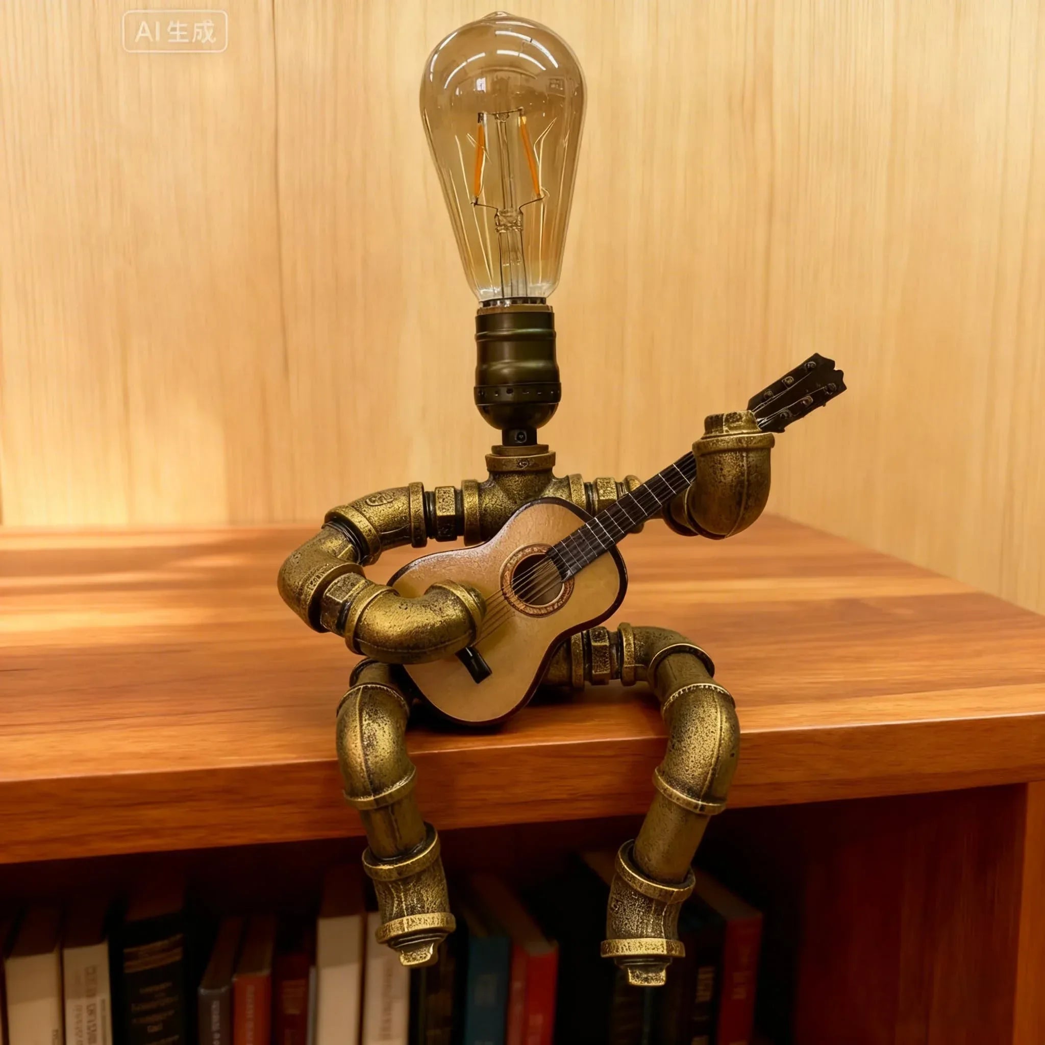 Steampunk Industrial Guitar Lamp - Unique Table Lamp/Desk Lamp with Edison Bulb, Vintage Decorative Lamp for Men, Guitar Lovers & Musicians, Creative Unusual Music-Themed Gift - Unique Gift Market