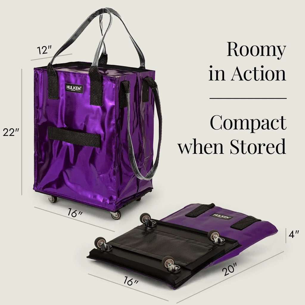(Medium, Rose Gold) Reusable Grocery Bag On Wheels, Shopping Trolley, Rolling Tote, Zipper Closure, Lightweight, Carries Up to 66 lb, Folds Flat, Unbreakable Handles - Unique Gift Market