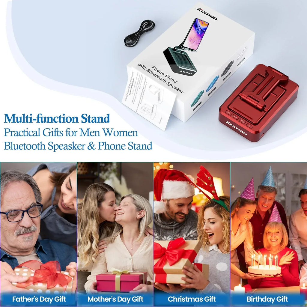 Cell Phone Stand with Wireless Bluetooth Speaker and Anti-Slip Base HD Surround Sound Perfect for Home and Outdoors with Bluetooth Speaker for Desk Compatible with iPhone/ipad/Samsung Galaxy - Unique Gift Market