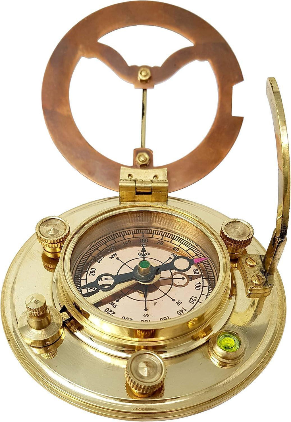 Brass Nautical - Antique Brass & Copper Sundial Compass, Sundial Clock in Box Gift Sun Clock Ship Replica Watch - Unique Gift Market