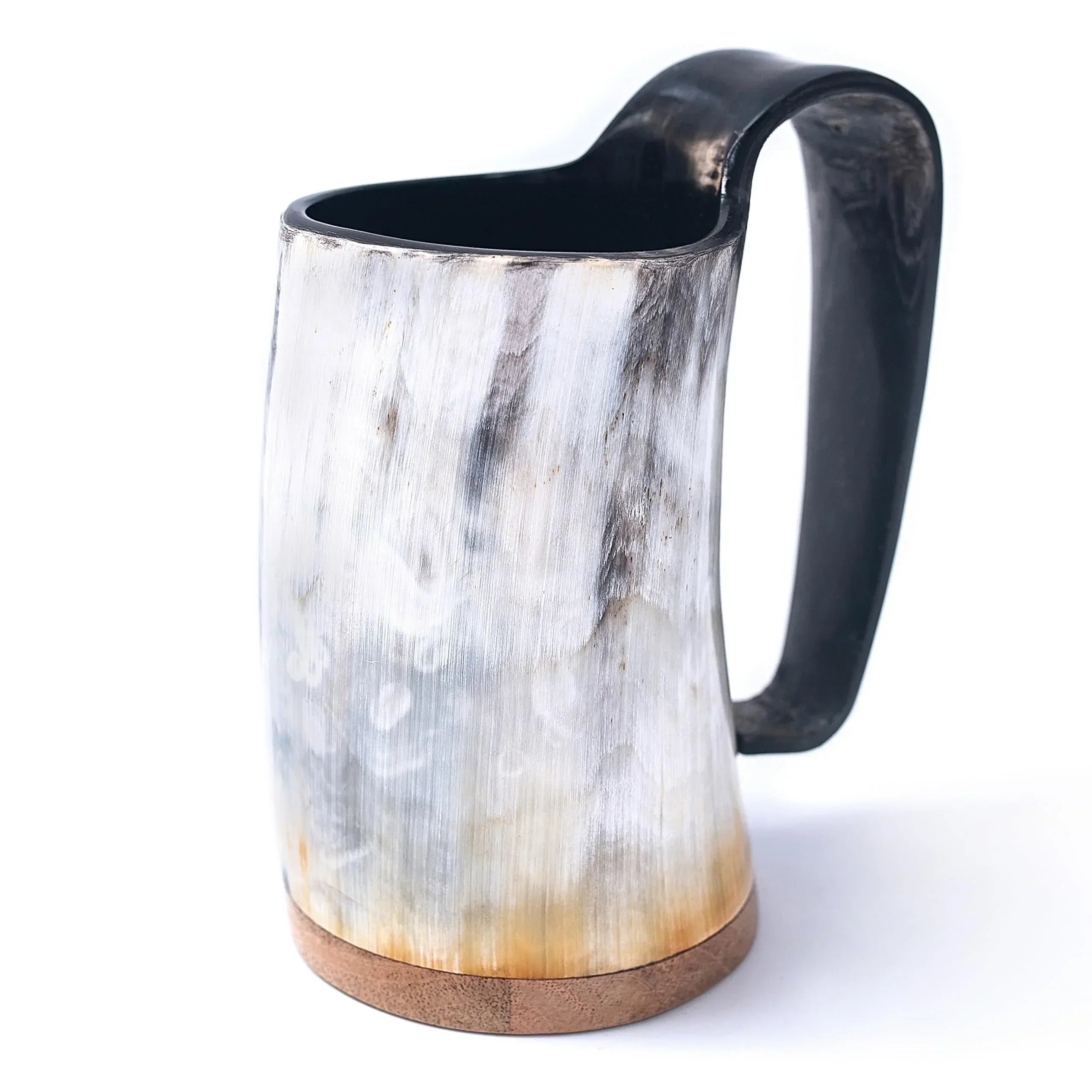 Norse Tradesman Original LG Viking Drinking Horn Mug - 100% Authentic Beer Horn Tankard With Natural Surface & Burlap Gift Sack | The Original, Low Polish, approx. 16 oz - Unique Gift Market