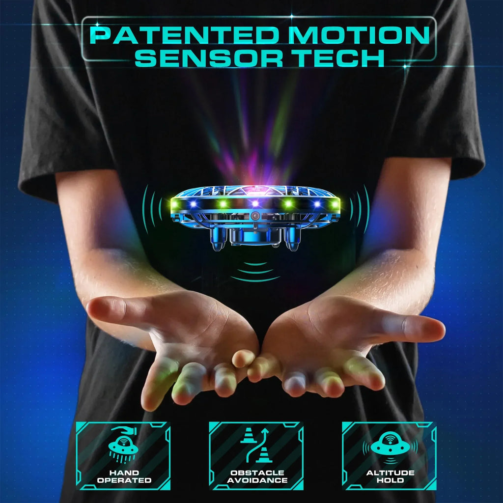 Force1 Scoot Hand Operated Drone for Kids or Adults - Hands Free Motion Sensor Mini Drones, Easy LED Indoor Rechargeable UFO Toy Flying Orb Ball Drone Toys for Boys and Girls (Blue) - Unique Gift Market
