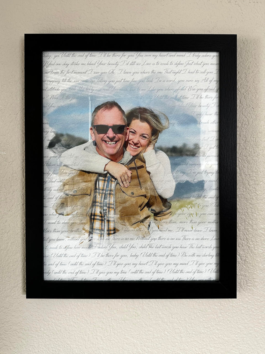 Personalized Song Lyrics Wall Art - Custom Wedding Photo Couples - First Anniversary Wedding Gift for Him or Her - Wedding Song Lyrics - 1 Year Gift for Wife or Husband - Canvas board and Framed