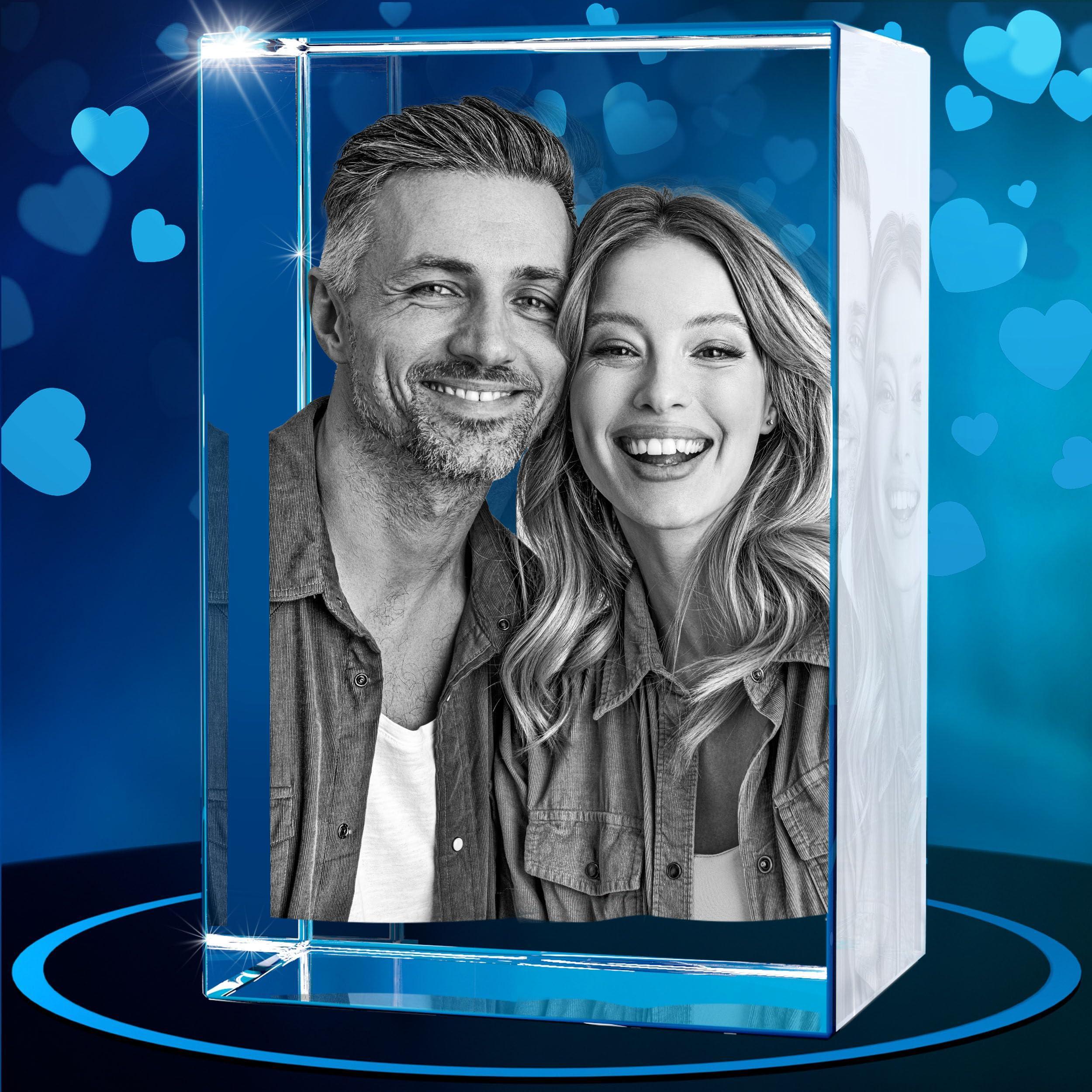 ArtPix 3D Crystal Photo, Valentines Day Personalized Gifts for Women, Wife, Men, Her, Him, Great V-Day Custom Gift With Your Own Photo, Customized Glass 3D Laser Etched Picture Wedding - Unique Gift Market