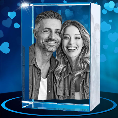 ArtPix 3D Crystal Photo, Valentines Day Personalized Gifts for Women, Wife, Men, Her, Him, Great V-Day Custom Gift With Your Own Photo, Customized Glass 3D Laser Etched Picture Wedding - Unique Gift Market
