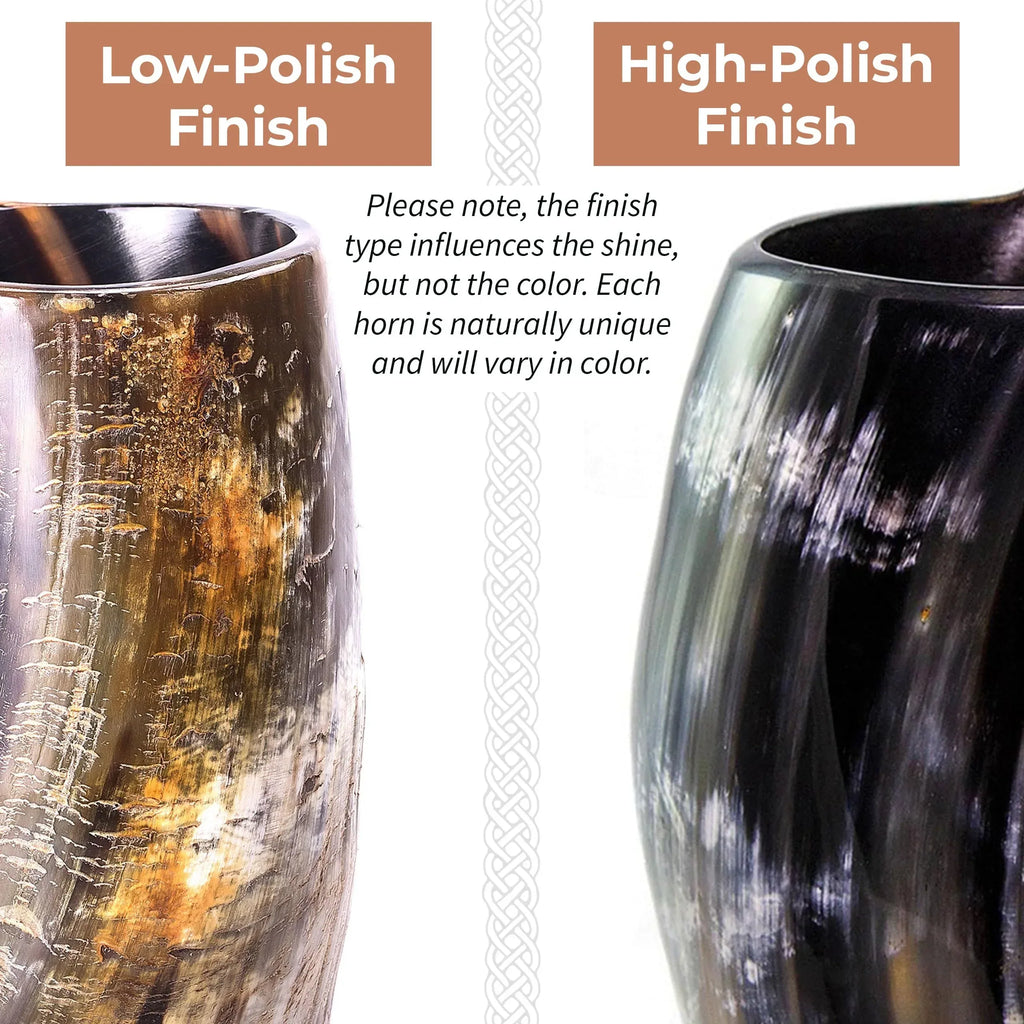 Norse Tradesman Original LG Viking Drinking Horn Mug - 100% Authentic Beer Horn Tankard With Natural Surface & Burlap Gift Sack | The Original, Low Polish, approx. 16 oz - Unique Gift Market