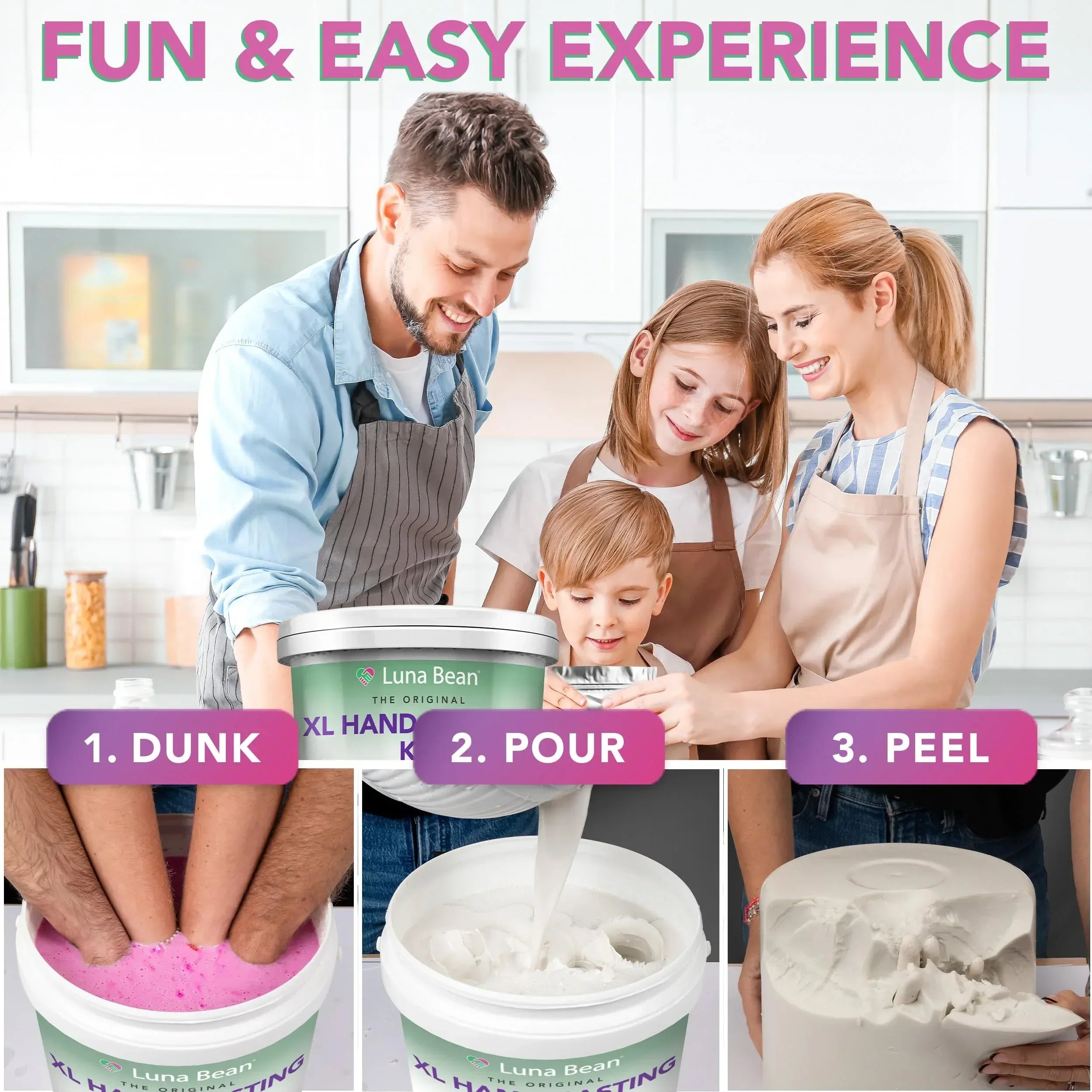 Luna Bean Hand Casting Kit – The Original Hand Mold Kit for Couples – Valentines Day Gifts for Her and Him - Anniversary Engagement Gifts for Women Men Mom Wife Boyfriend Girlfriend Wedding Bridal - Unique Gift Market