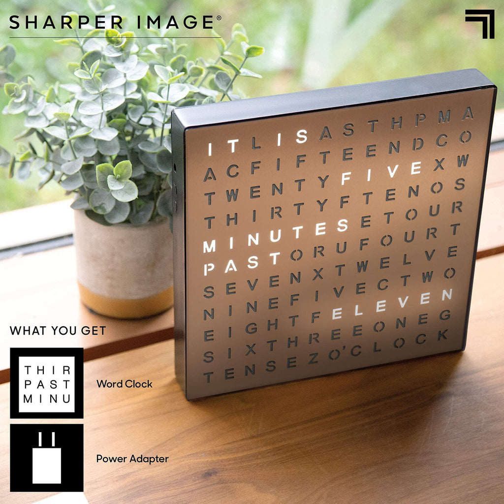 Sharper Image LED Word Digital Clock, 7.75", Copper Finish, Light-Up Desk & Wall Clock, Modern Time Display, Shelf or Wall Decor for Home Office, Living Room, Kitchen & Bedroom, Housewarming Gift - Unique Gift Market