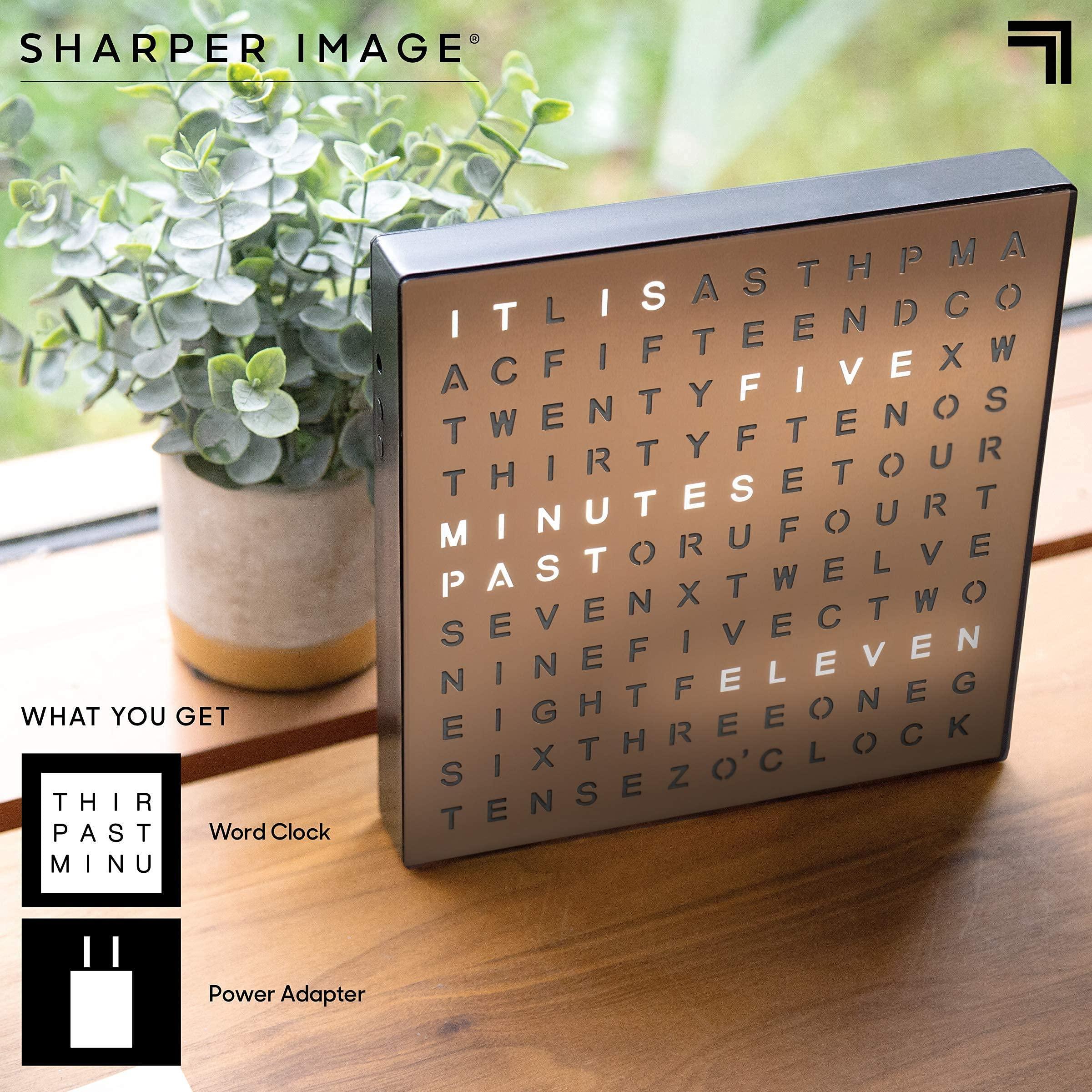 Sharper Image LED Word Digital Clock, 7.75", Copper Finish, Light-Up Desk & Wall Clock, Modern Time Display, Shelf or Wall Decor for Home Office, Living Room, Kitchen & Bedroom, Housewarming Gift - Unique Gift Market