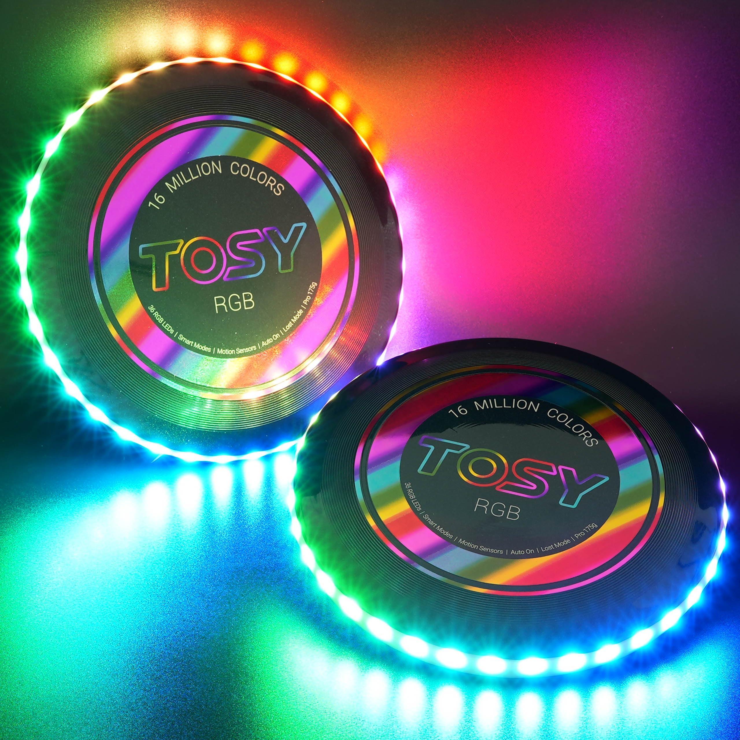 TOSY Flying Disc - 108 RGB Multicolor or 36 Monocolor LEDs, Super Bright, Smart Modes, Cool Valentine Easter Gift, Camping Toy for Kid/Teen/Adult, Auto Light Up, Rechargeable, Waterproof, 175g - Unique Gift Market
