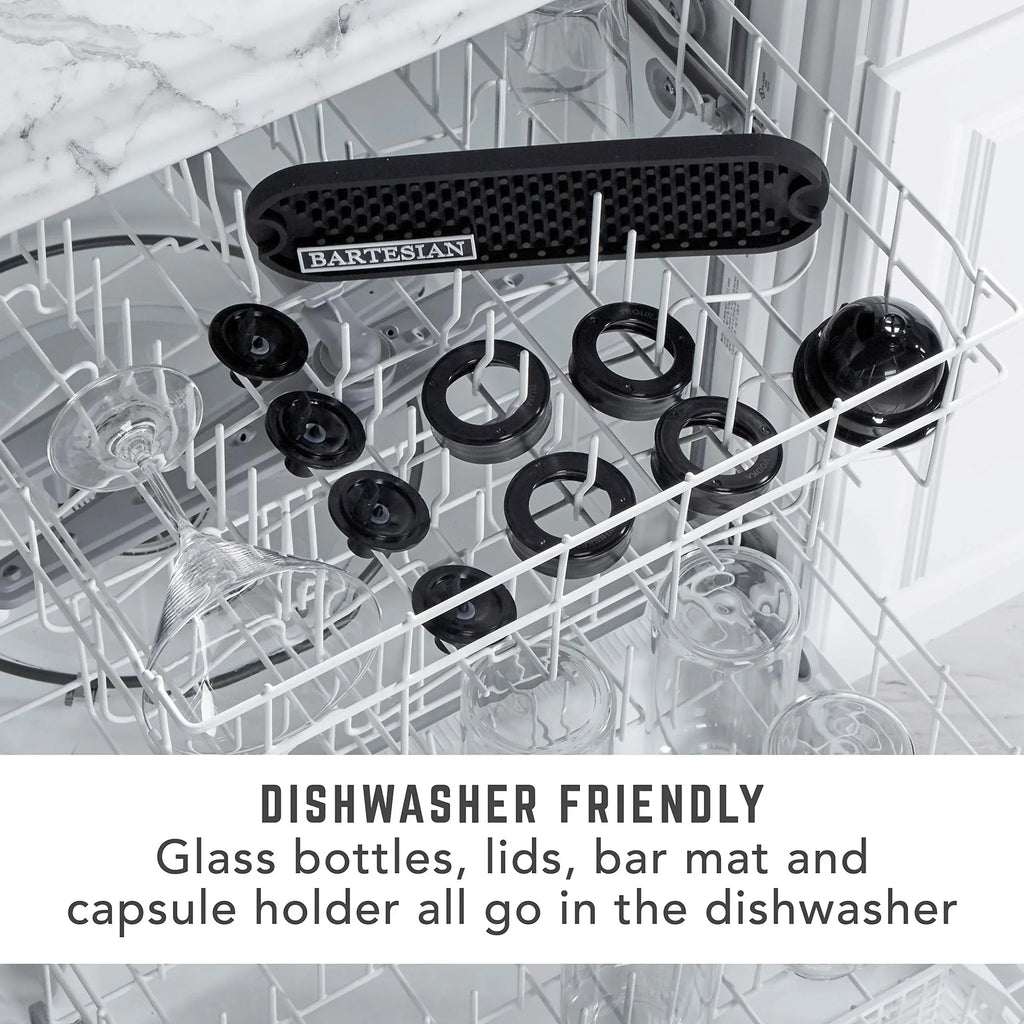 Bartesian Professional Cocktail Machine and Margarita Maker - High Capacity Bar Cocktail Mixer with 5 Premium Glass Bottles for Parties and Entertaining - Push-Button Technology and Easy Clean Design - Unique Gift Market