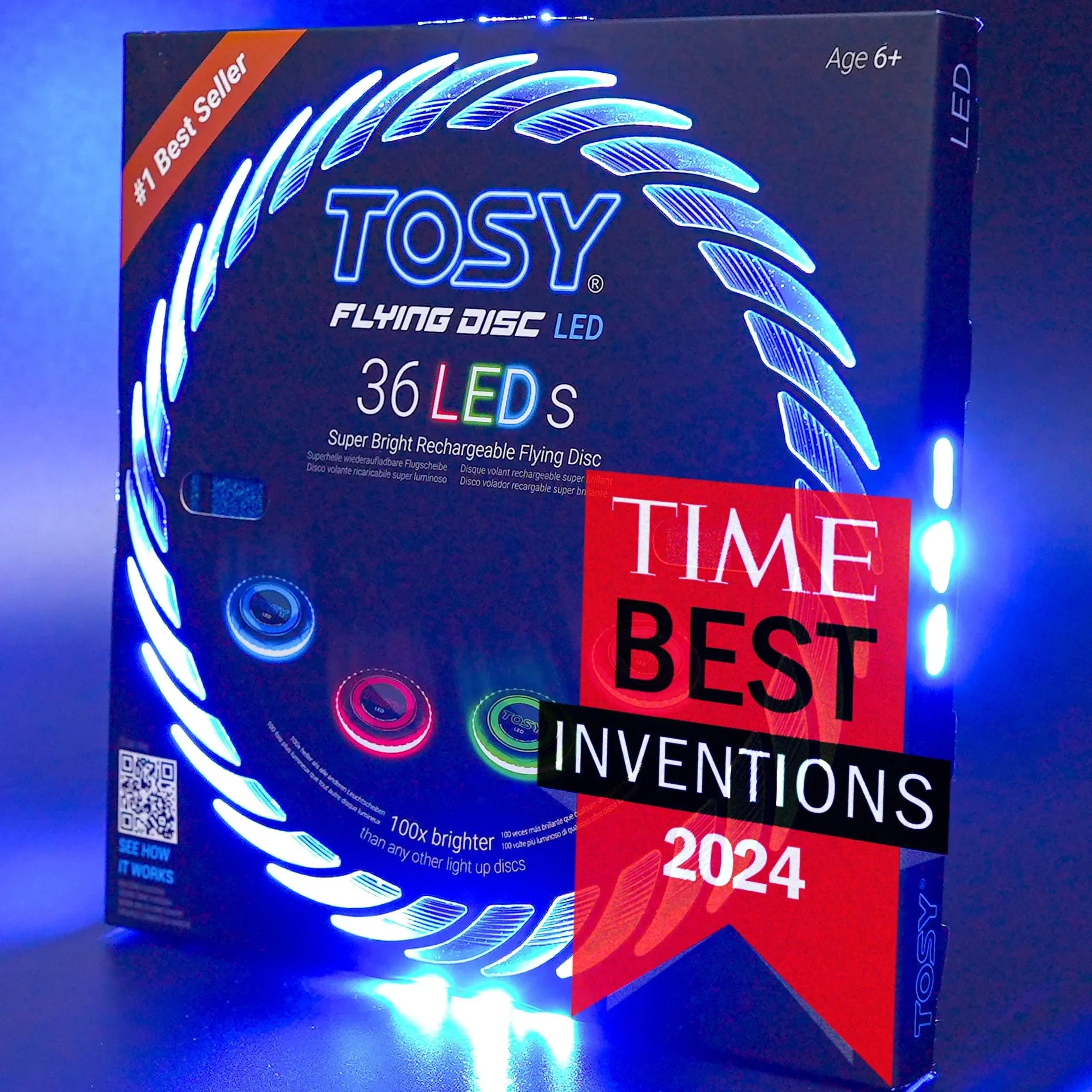 TOSY Flying Disc - 108 RGB Multicolor or 36 Monocolor LEDs, Super Bright, Smart Modes, Cool Valentine Easter Gift, Camping Toy for Kid/Teen/Adult, Auto Light Up, Rechargeable, Waterproof, 175g - Unique Gift Market