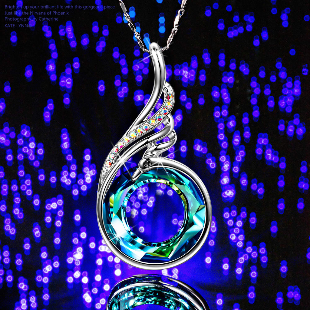 Kate Lynn "Rise From the Ashes Phoenix Necklace Made with Crystals from Austria, 18"+2" Necklace, Packaged with Jewelry Box, Birthday Gift for Women, Symbol of Luck and Renewal