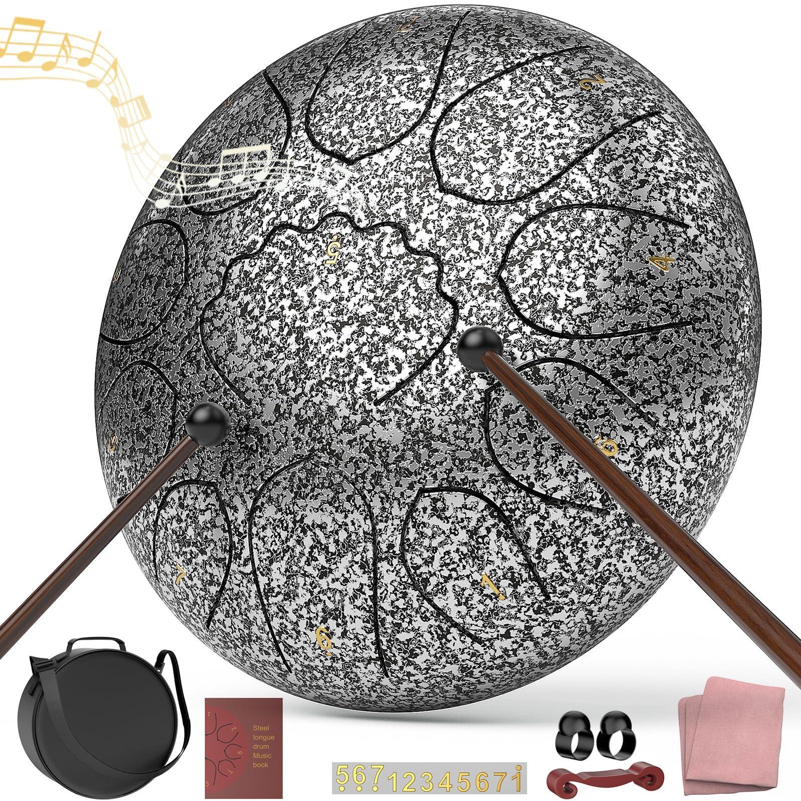 Rain Drum for Outside Garden, 6 Inches 8 Notes Steel Tongue Chakra Drums, Waterproof Meditation Rain Chime, Musical Instruments for Adult Gift with Bag, Music Book, Drum Mallets (Green) - Unique Gift Market