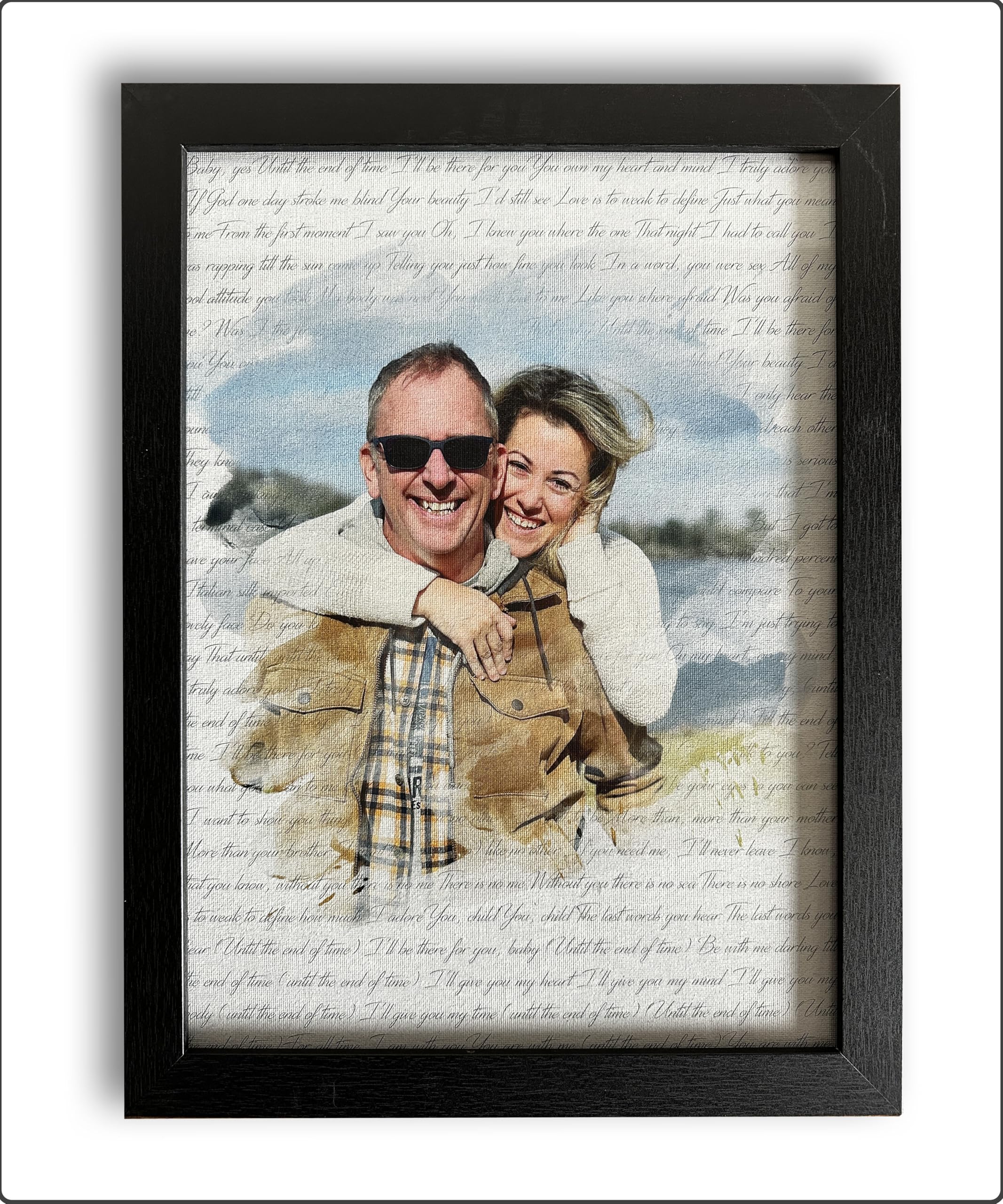 Personalized Song Lyrics Wall Art - Custom Wedding Photo Couples - First Anniversary Wedding Gift for Him or Her - Wedding Song Lyrics - 1 Year Gift for Wife or Husband - Canvas board and Framed
