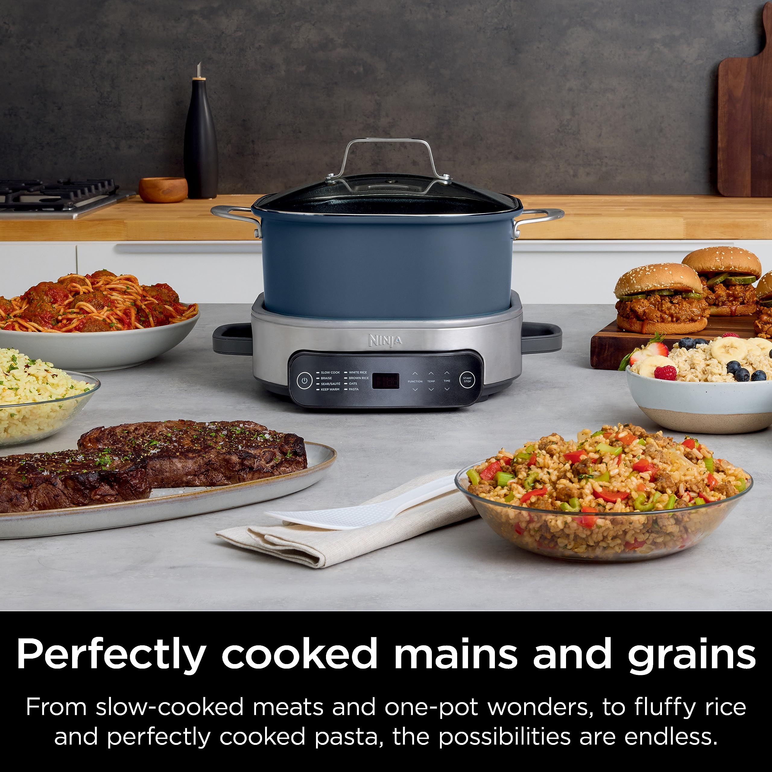 Ninja® 12-in-1 PossibleCooker™ PLUS | 8.5-qt - Sous Vide & Proof Multi-Cooker | Slow Cooker, Dutch Oven & More | Glass Lid & Integrated Spoon | Nonstick | Oven Safe Pot to 500°F | Black | MC1010