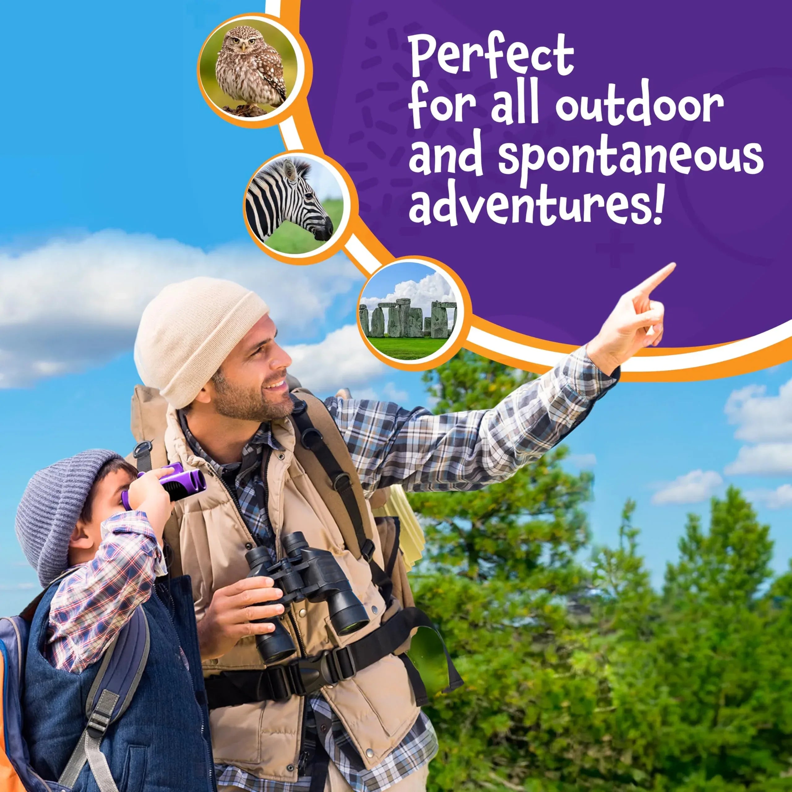 Think Peak Blue Binoculars Science Toy for Kids Ages 3-12 Years - Real Compact Outdoor Adventure & STEM Educational Nature Hiking Explorer for Bird Watching, Camping Children’s Birthday Gift - Unique Gift Market