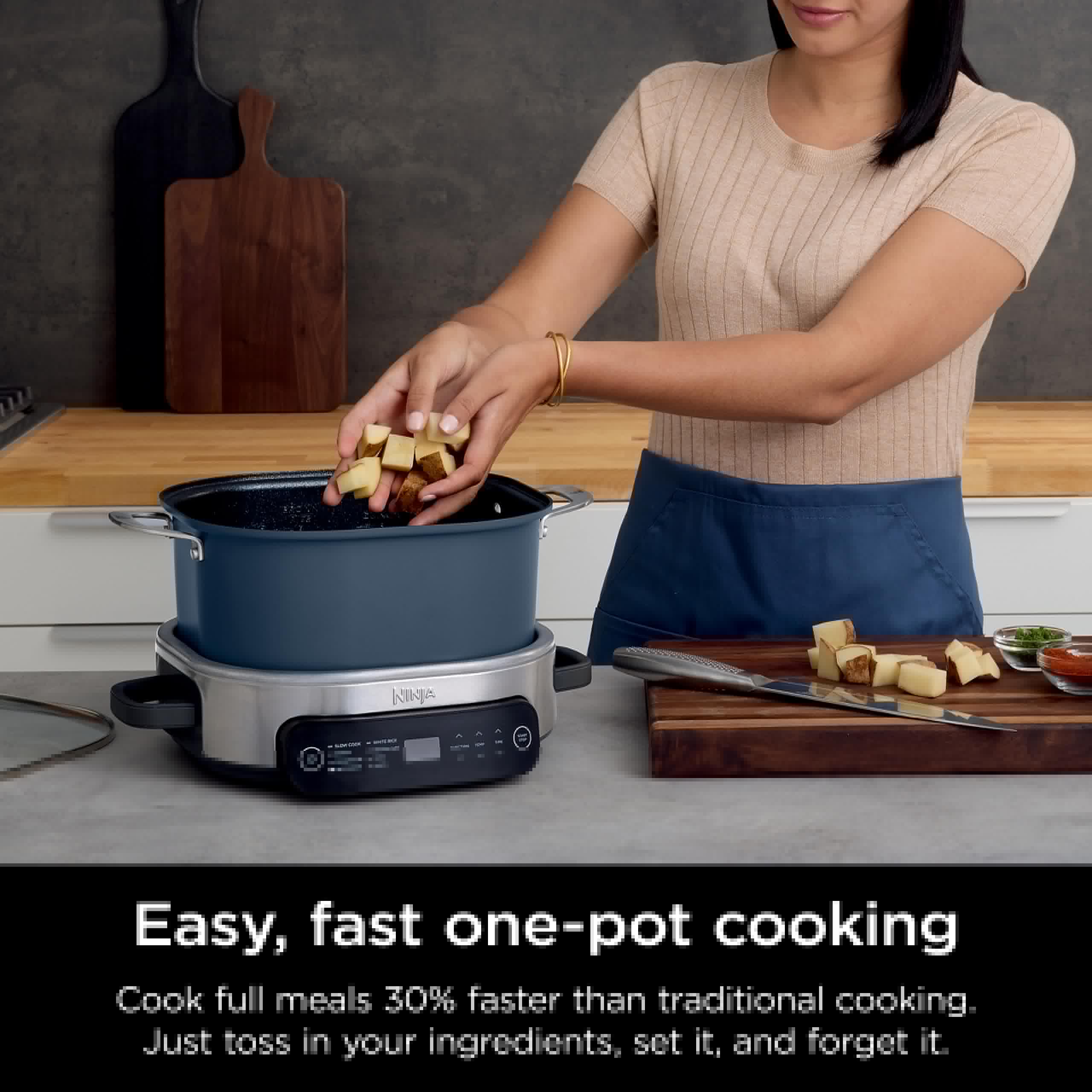 Ninja® 12-in-1 PossibleCooker™ PLUS | 8.5-qt - Sous Vide & Proof Multi-Cooker | Slow Cooker, Dutch Oven & More | Glass Lid & Integrated Spoon | Nonstick | Oven Safe Pot to 500°F | Black | MC1010