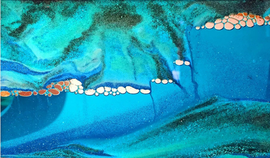Moving Sand Art in Motion Md21 - Colored Sandscapes - Made in USA Quality - Medium Cherry Frame (Ocean Blue) - Unique Gift Market