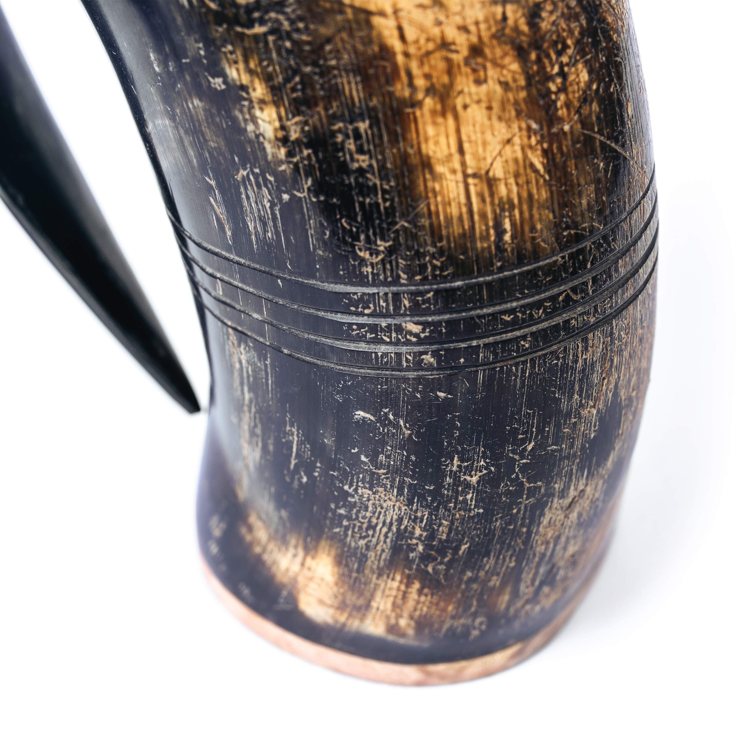 Norse Tradesman Original LG Viking Drinking Horn Mug - 100% Authentic Beer Horn Tankard With Natural Surface & Burlap Gift Sack | The Original, Low Polish, approx. 16 oz