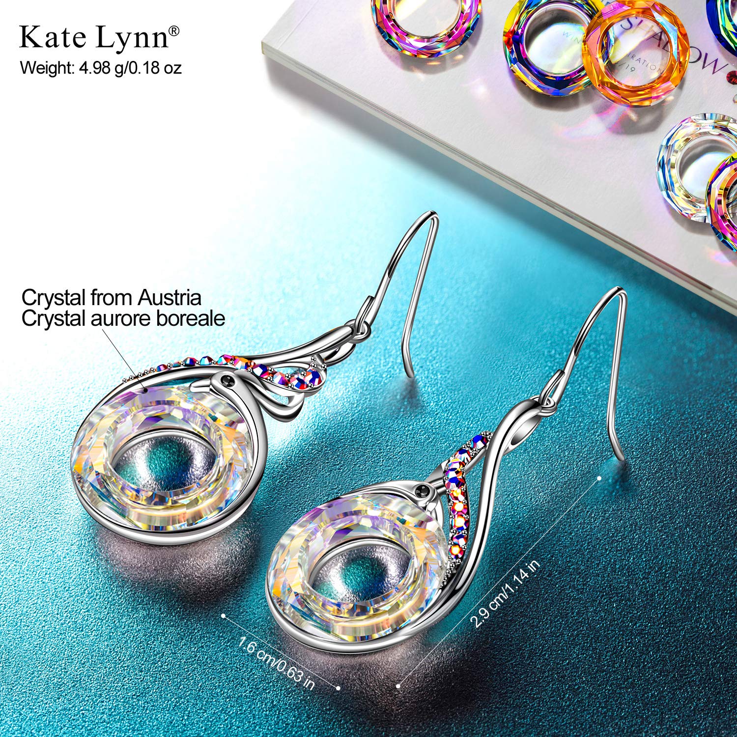 Kate Lynn "Rise From the Ashes" Phoenix Earrings, Sterling Silver Dangle Earrings with Crystals from Austria, Birthday Gift with Jewelry Box, Symbol of Luck and Renewal