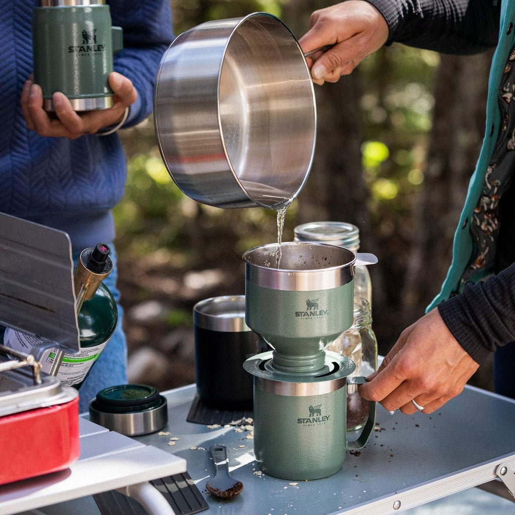 STANLEY Perfect Brew Pour Over Set | 12 oz Camp Mug with Lid Included | Drip Coffee Maker with Reusable Filter | Insulated Stainless Steel | BPA-Free | Hammertone Green - Unique Gift Market