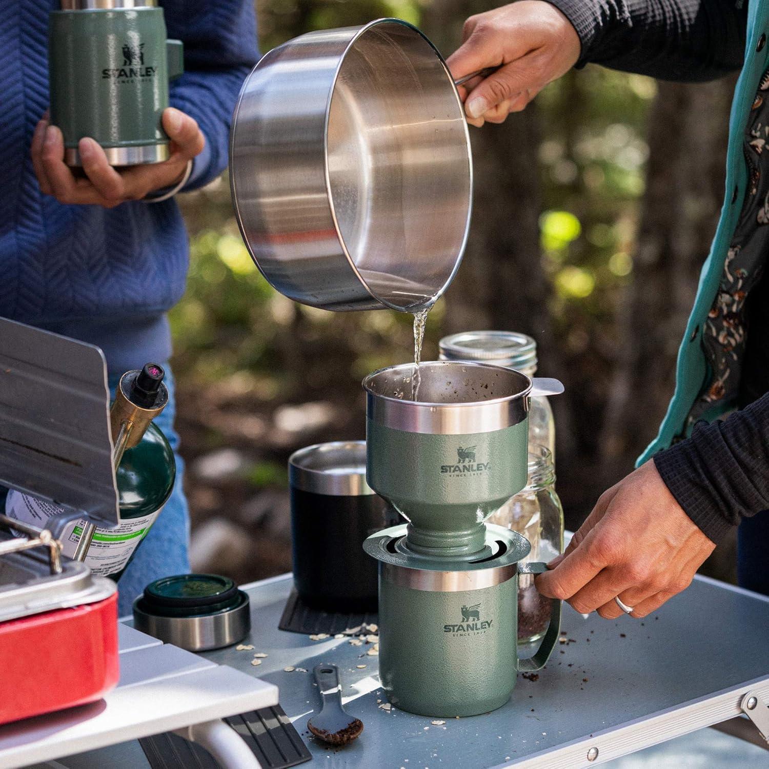 STANLEY Perfect Brew Pour Over Set | 12 oz Camp Mug with Lid Included | Drip Coffee Maker with Reusable Filter | Insulated Stainless Steel | BPA-Free | Hammertone Green - Unique Gift Market