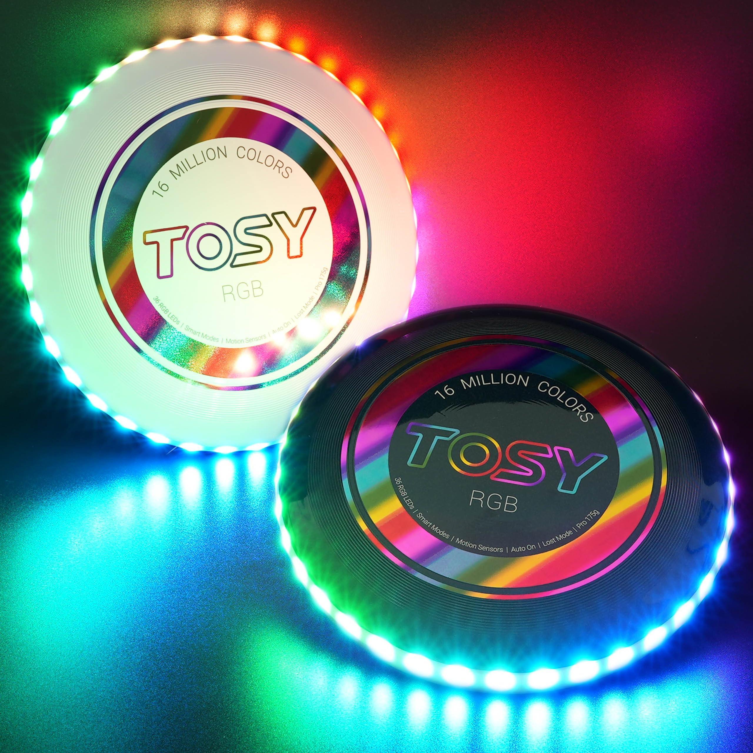 TOSY Flying Disc - 108 RGB Multicolor or 36 Monocolor LEDs, Super Bright, Smart Modes, Cool Valentine Easter Gift, Camping Toy for Kid/Teen/Adult, Auto Light Up, Rechargeable, Waterproof, 175g - Unique Gift Market