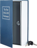 Amazon Basics Portable Diversion Book Safe, Secret Hidden Lock Box with Key Lock for Valuables, Hidden Storage Compartment Disguised as a Book, Large, Blue