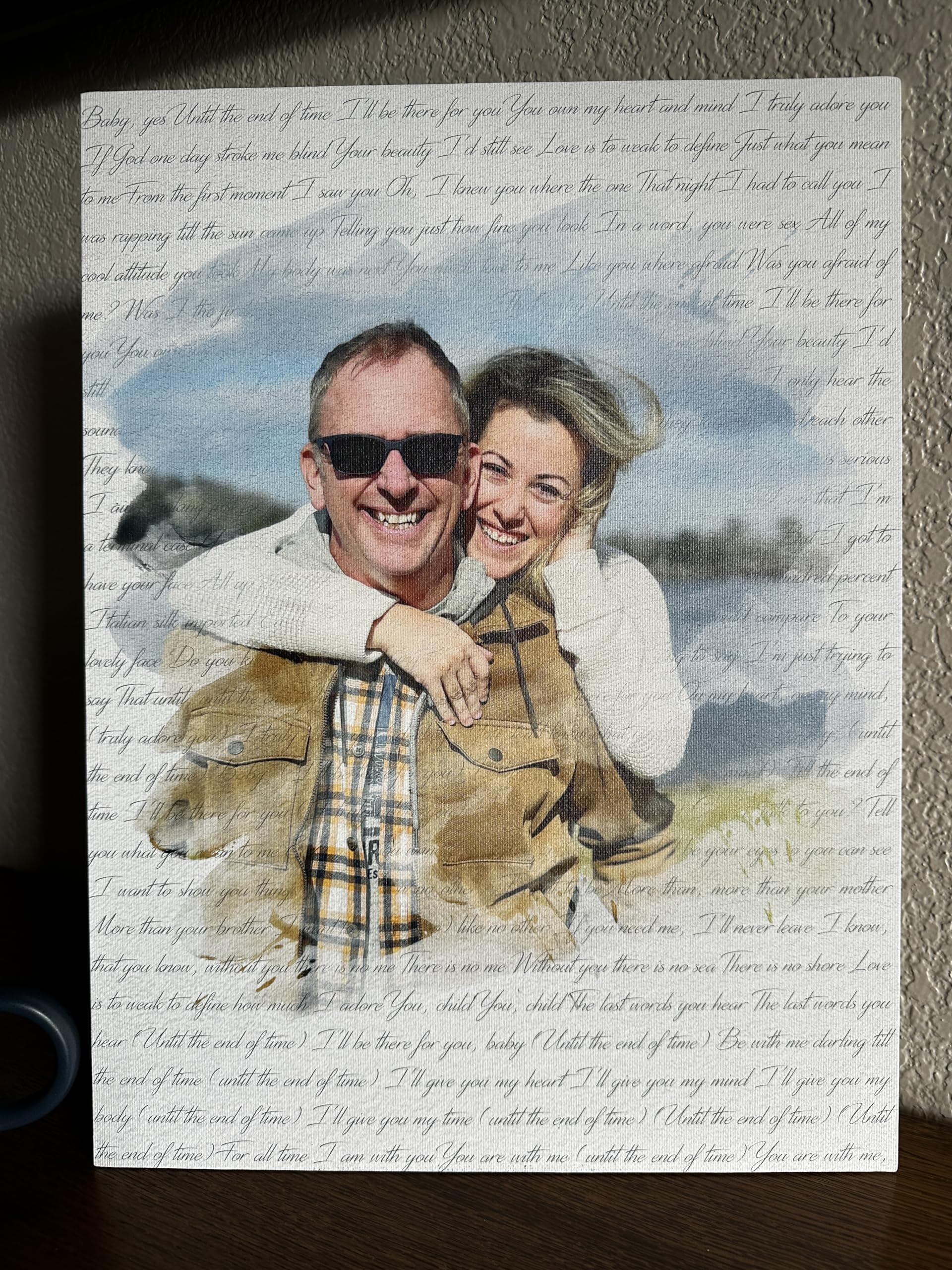 Personalized Song Lyrics Wall Art - Custom Wedding Photo Couples - First Anniversary Wedding Gift for Him or Her - Wedding Song Lyrics - 1 Year Gift for Wife or Husband - Canvas board and Framed