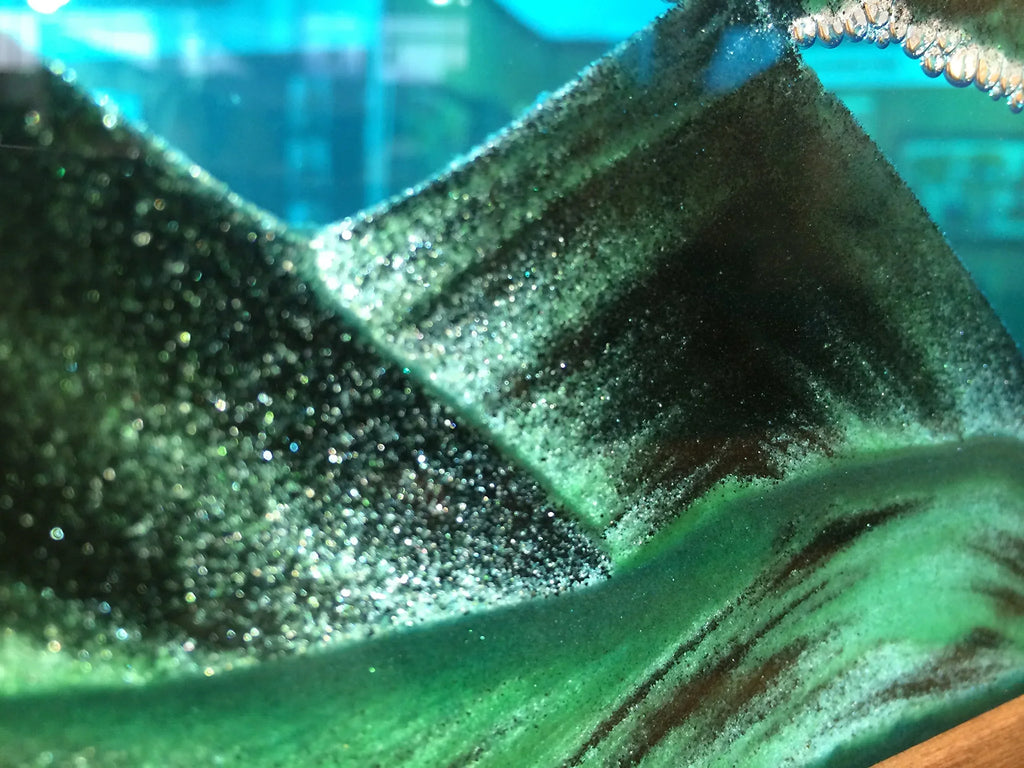 Moving Sand Art in Motion Md21 - Colored Sandscapes - Made in USA Quality - Medium Cherry Frame (Ocean Blue) - Unique Gift Market