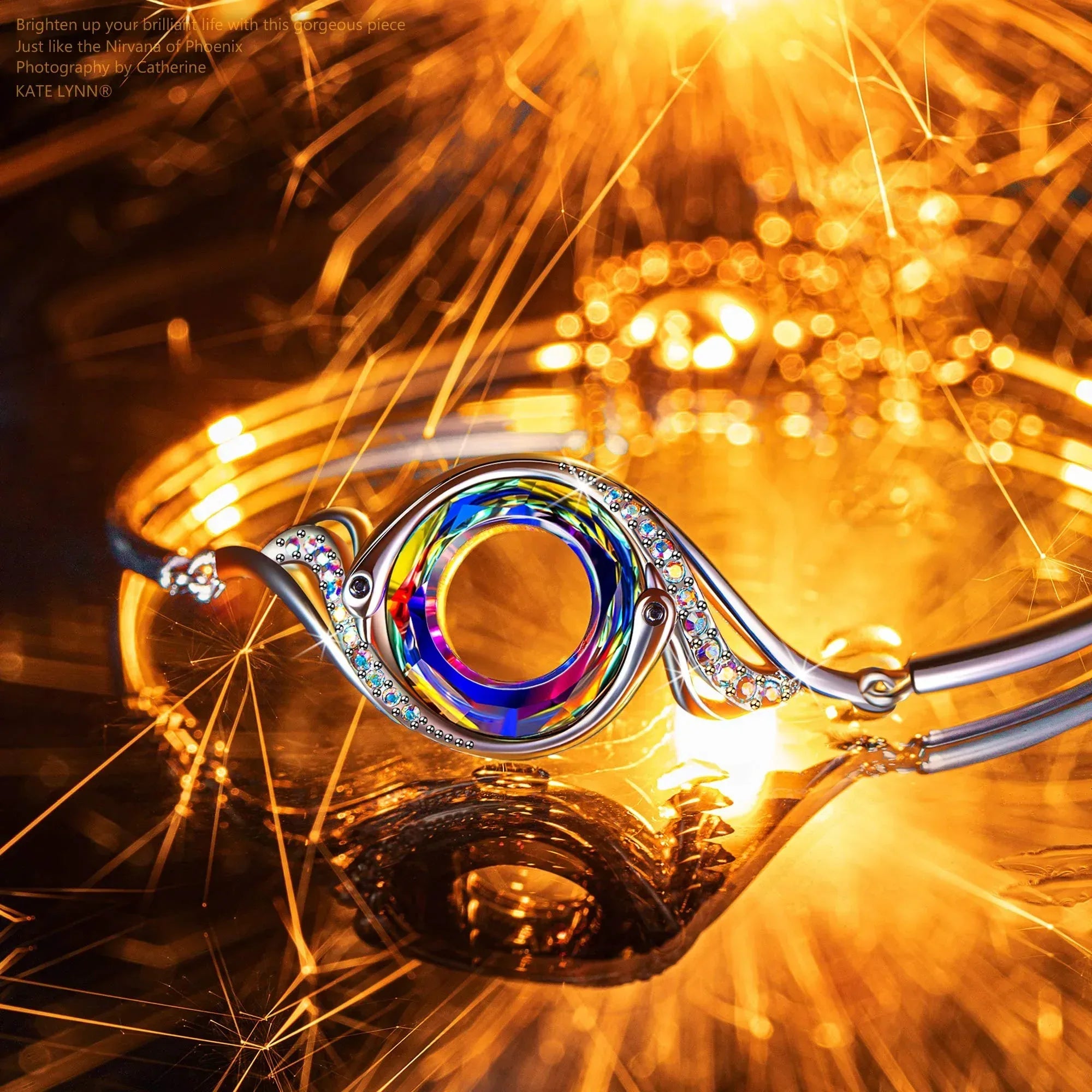 Kate Lynn "Rise From the Ashes" Phoenix Bracelet Made with Crystals from Austria, Adjustable Bangle Bracelet for Women 7"+2", Packaged with Jewelry Box, Birthday Gift for Women, Symbol of Luck and Renewal - Unique Gift Market