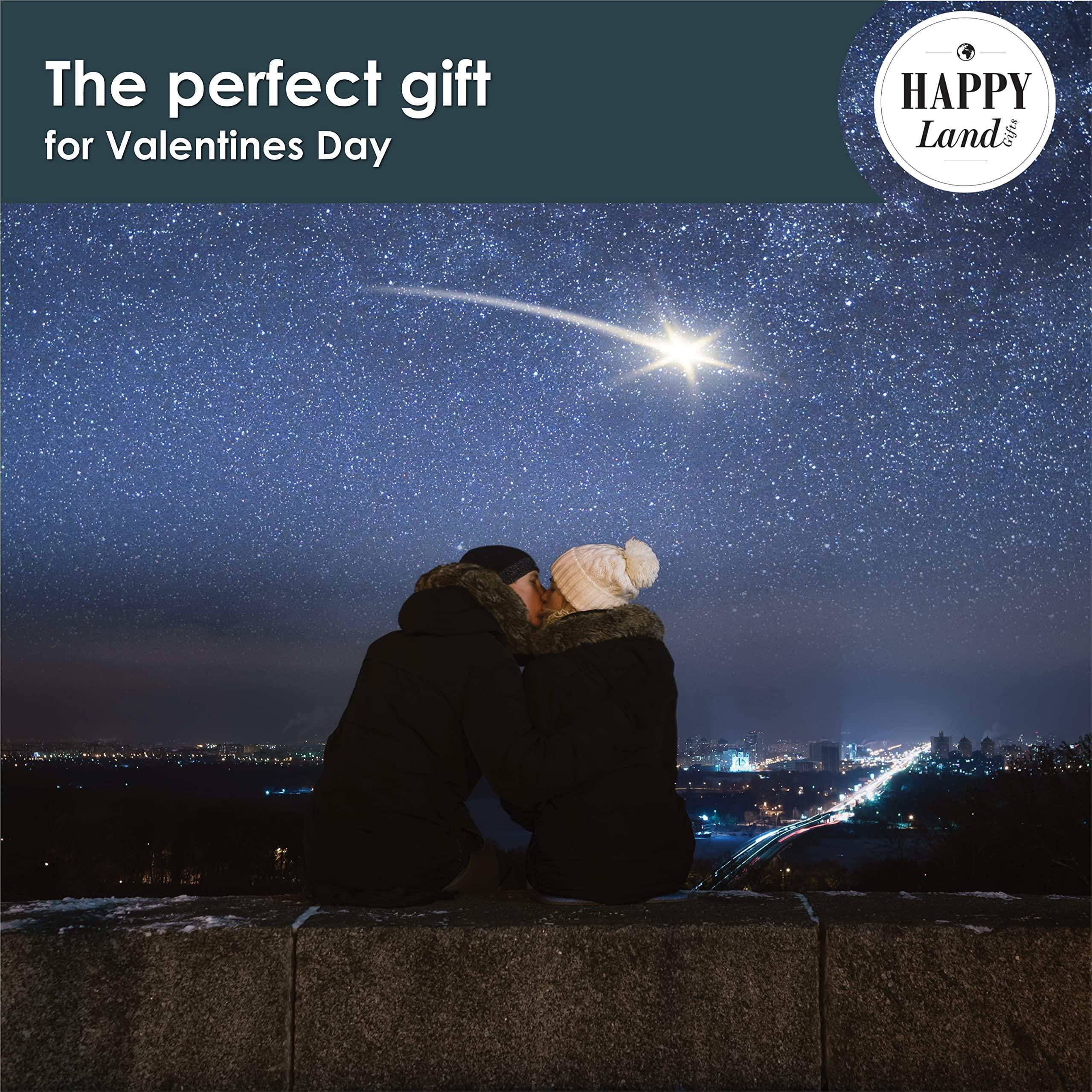 happylandgifts® Romantic Gift Set | Shooting Star | Unusual Gift | Real Meteorite in Red Heart Box | Tea Light | Rose Petals | Certificate Roll | Meteor Gifts - Unique Gift Market
