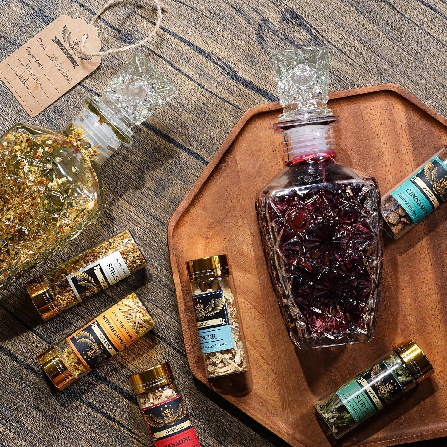 Alcohol Infusion Kit for Infusing Whiskey, Gin, Vodka, Tequila, Rum - DIY Your Own Flavored Spirits with Natural Ingredients - Anniversary, Birthday Gift for Men, Husband - Unique Gift Market